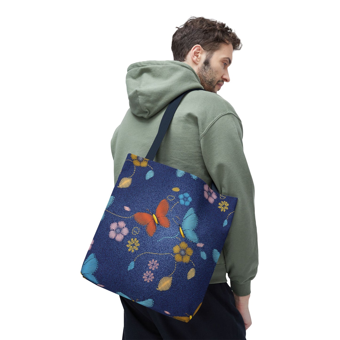 Denim Fabric Imitation Print Unisex Canvas Bag Poly Spun 3 Sizes Tote Bag 167