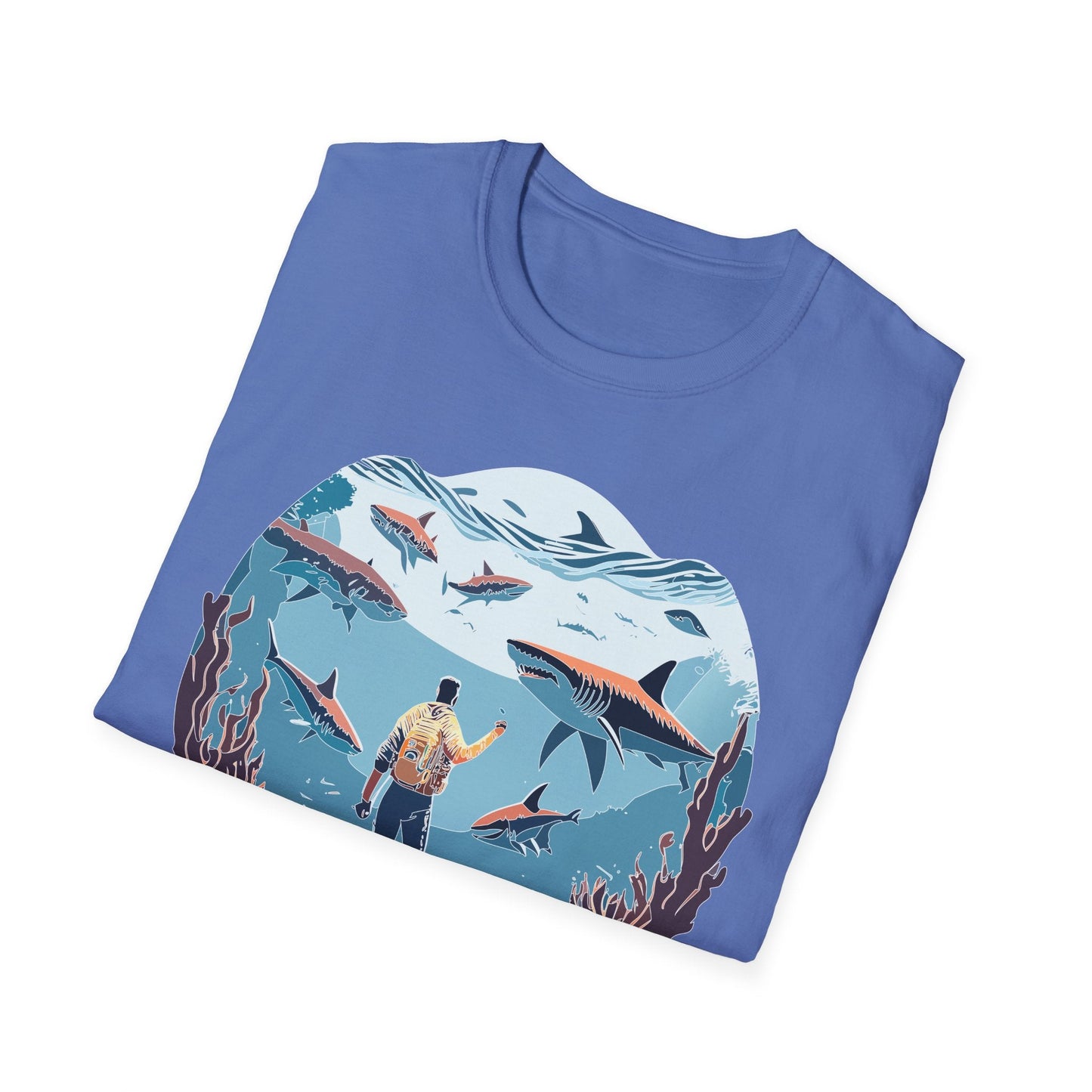 Ocean Theme Unisex Softstyle T Shirt 64000 Cotton Tee With Ocean Art Design Breathable