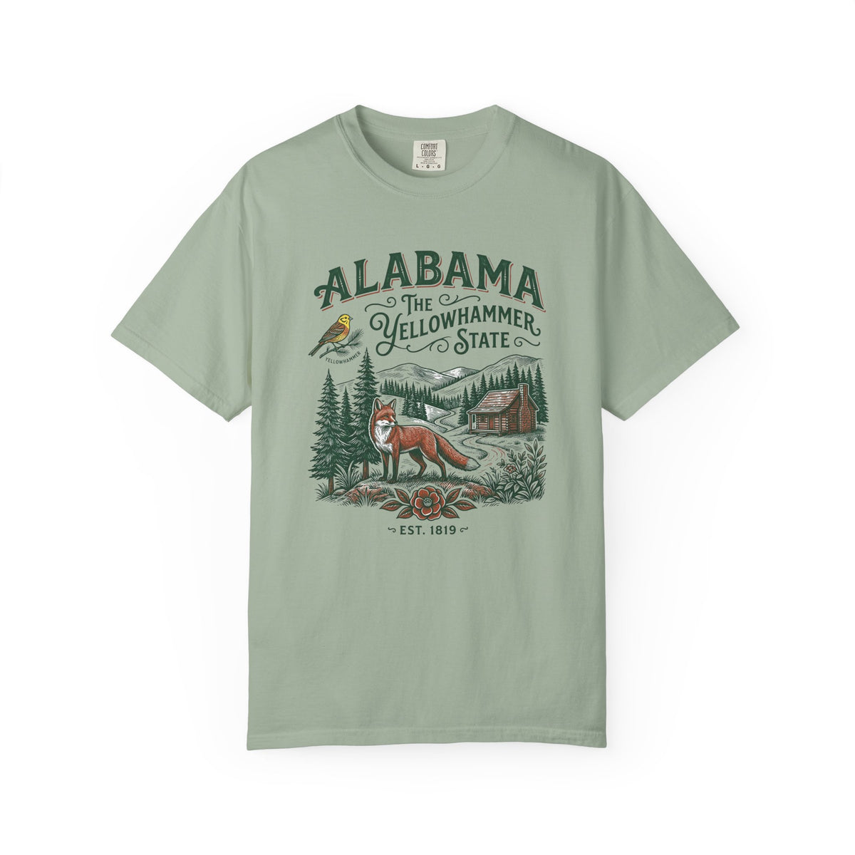 Alabama Graphic Unisex Heavyweight Garment-Dyed Travel Tourist Graphic Gift Tee Unisex 100 Cotton Comfort Colors T-Shirt