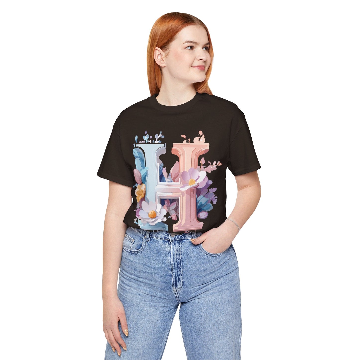 Letter H Shirt Graphic Tee Unisex Short Sleeve Premium Vintage Inspired Artwork Adelpha