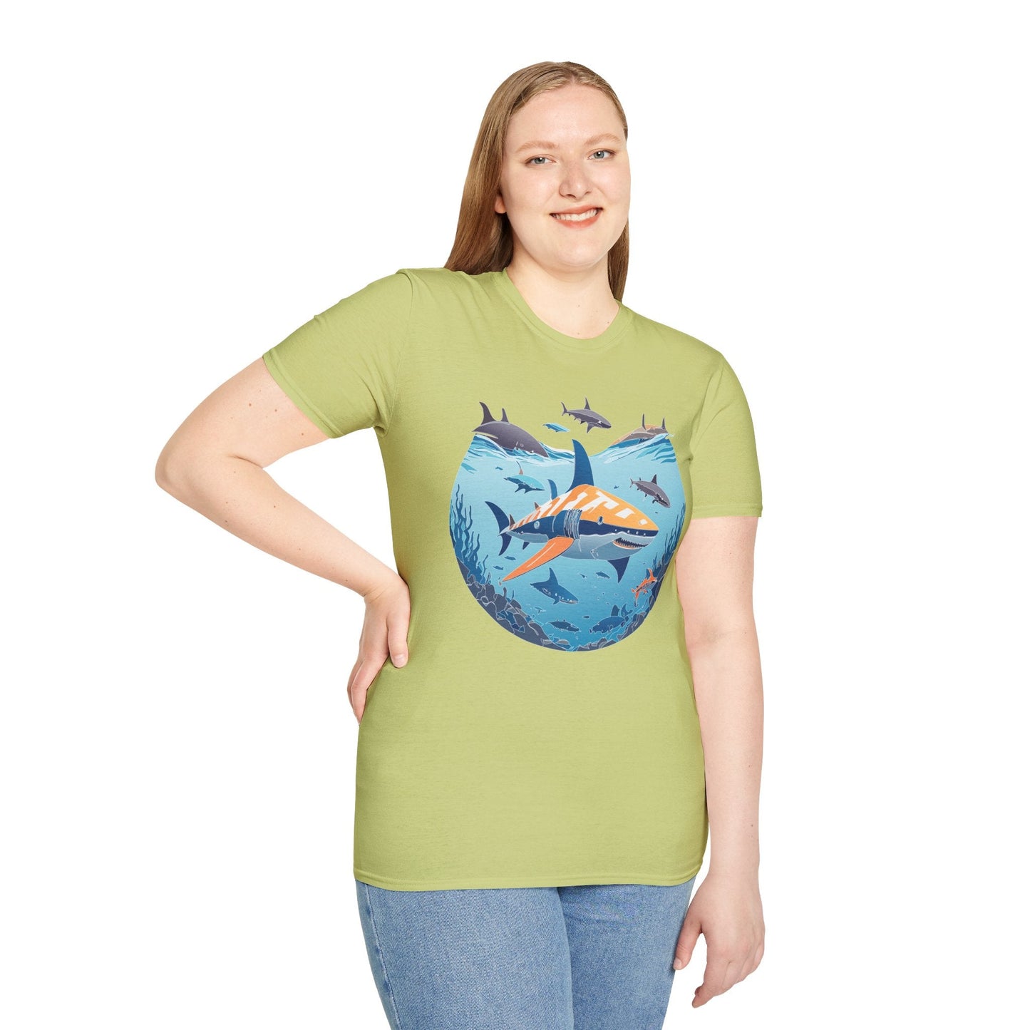 Ocean Tee Shirt Unisex Softstyle Gildan 64000 100 Percent Ring Spun Cotton Breathable U Boat Design