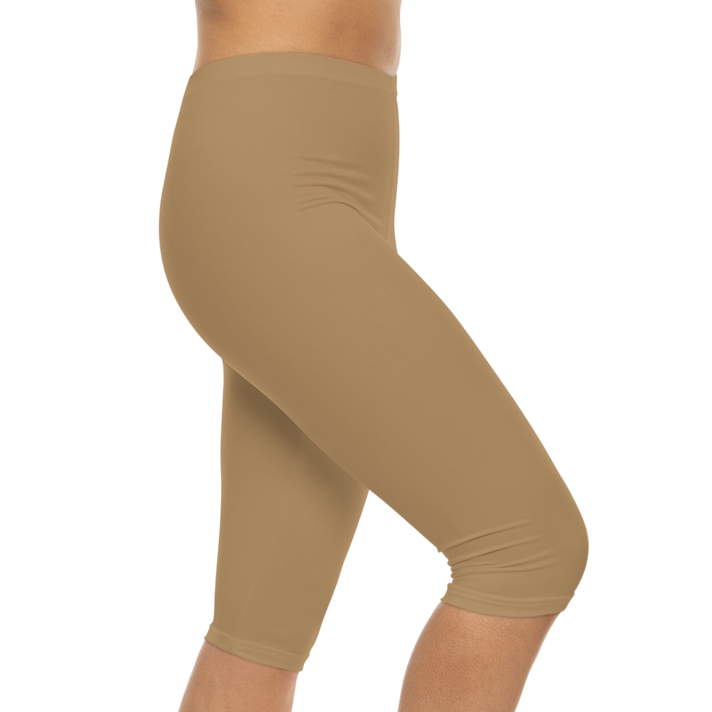 Camel Color Women's Brushed Suede Poly Span Casual Capri Leggings XS-2XL