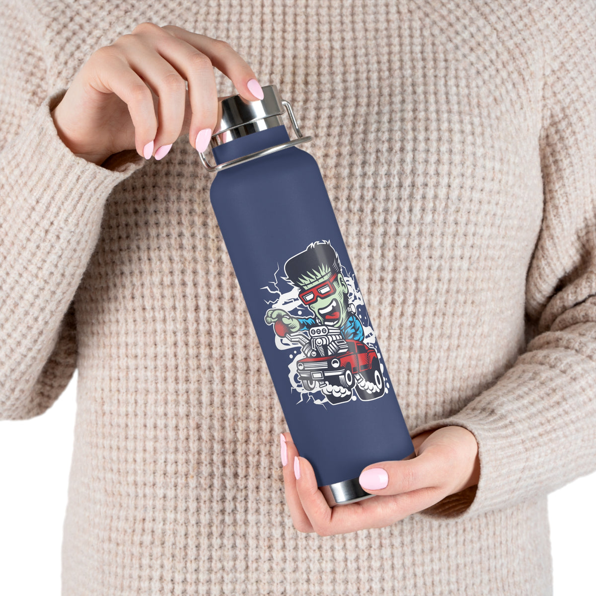 22oz Copper Insulated Water Bottle with Cartoon Design - CV1