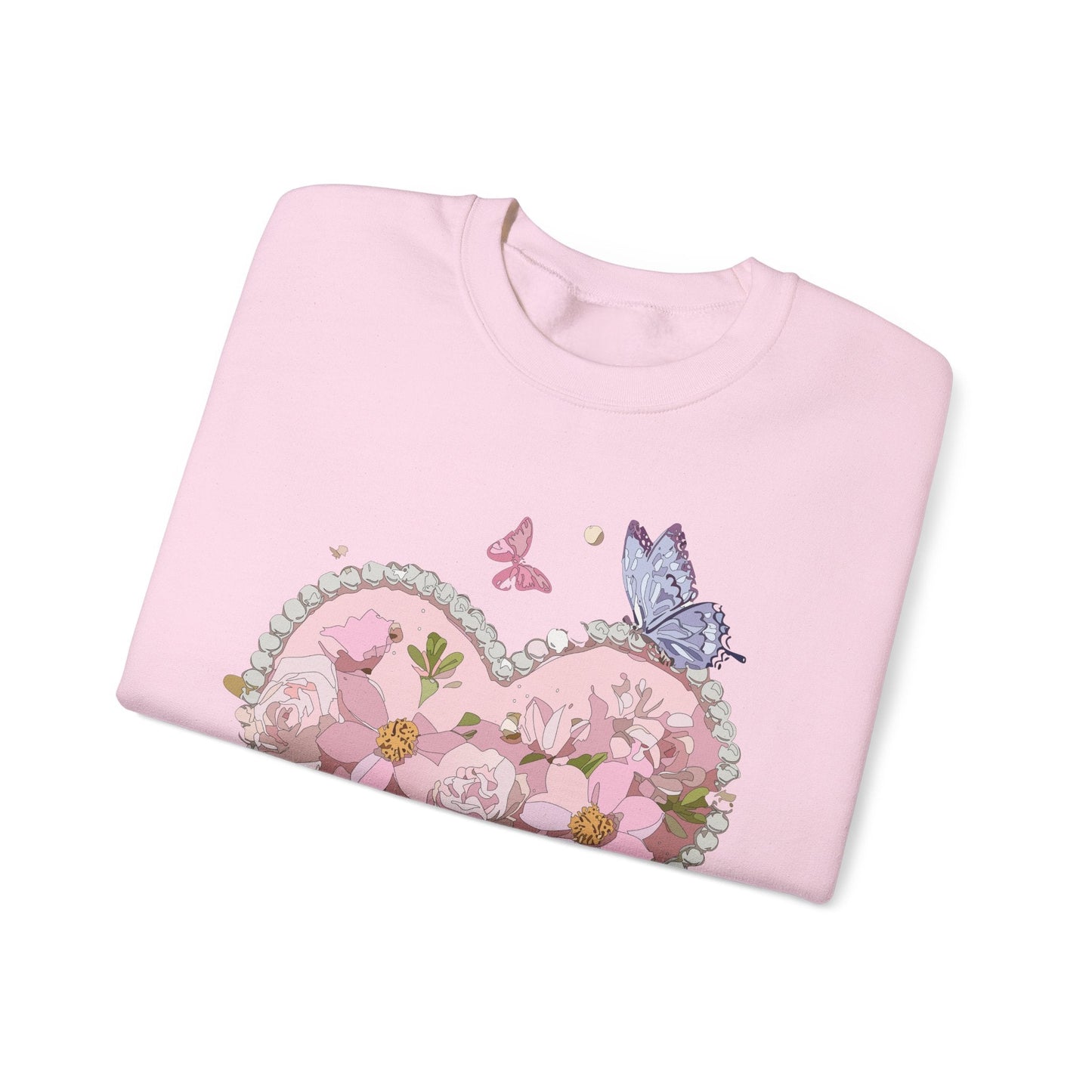 Floral Heart Sweatshirt for Unisex Valentines Day Crewneck Heart Floral Print Gift