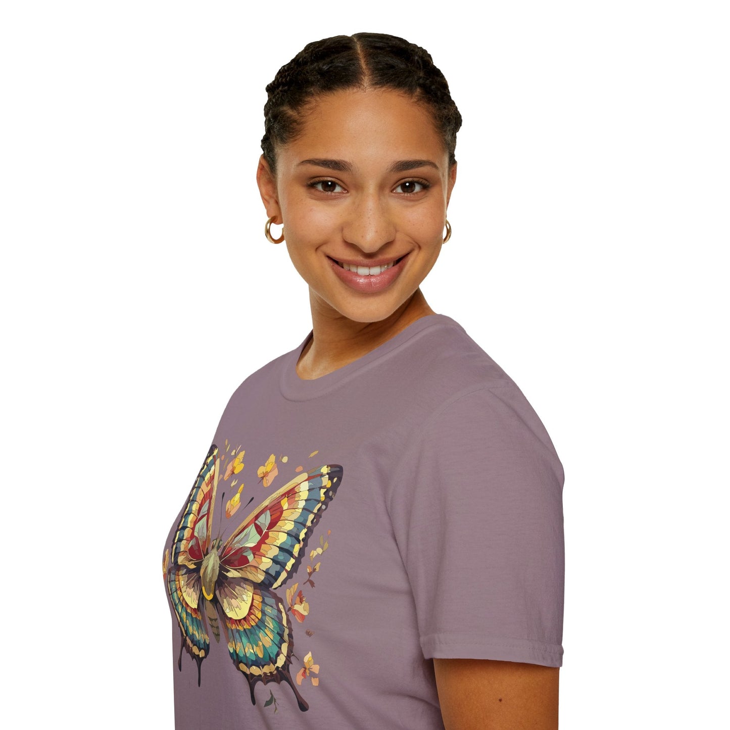 Butterfly Graphic T Shirt Unisex Gildan Softstyle 64000 Monarch Design Lightweight Everyday Wear
