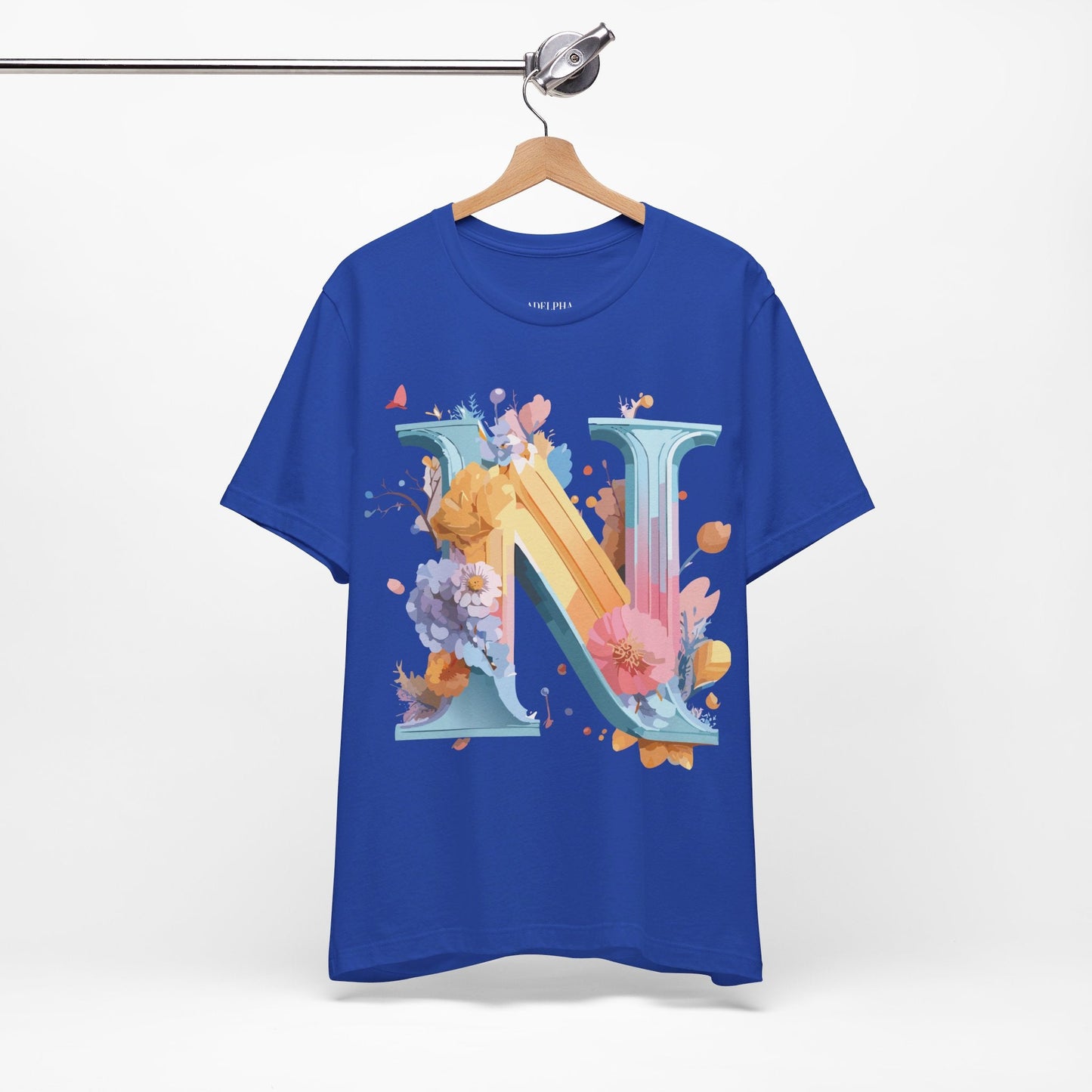 Letter N Shirt Unisex Graphic Tee With Vintage Inspired Artwork By Adelpha Premium Jersey