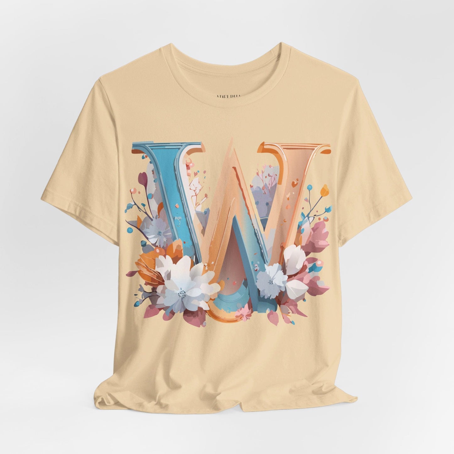 Letter W Shirt Graphic Tee Unisex Adelpha Vintage Inspired Art Design Short Sleeve