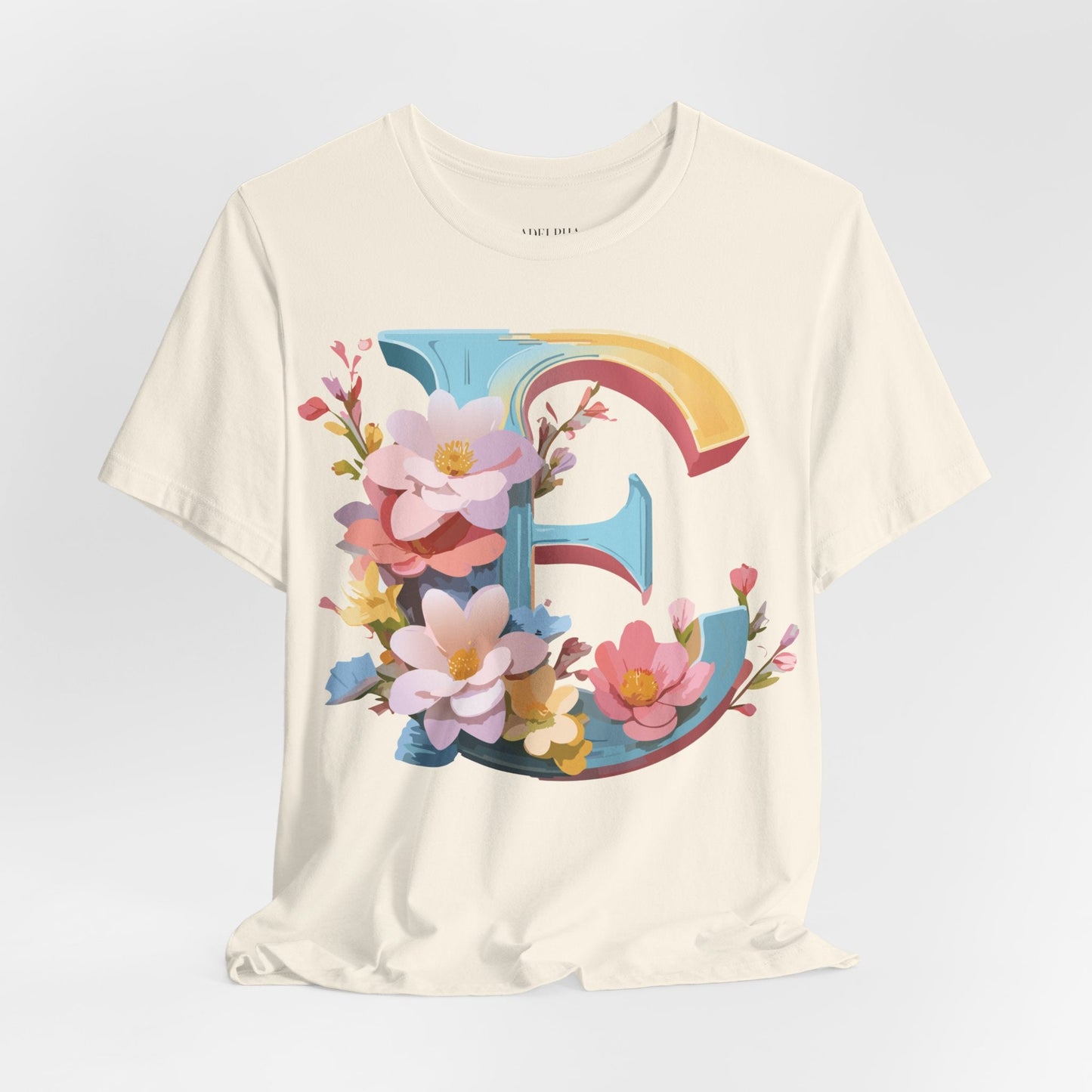 Letter E Shirt Unisex Graphic Tee Short Sleeve Vintage Inspired Art Design Adelpha