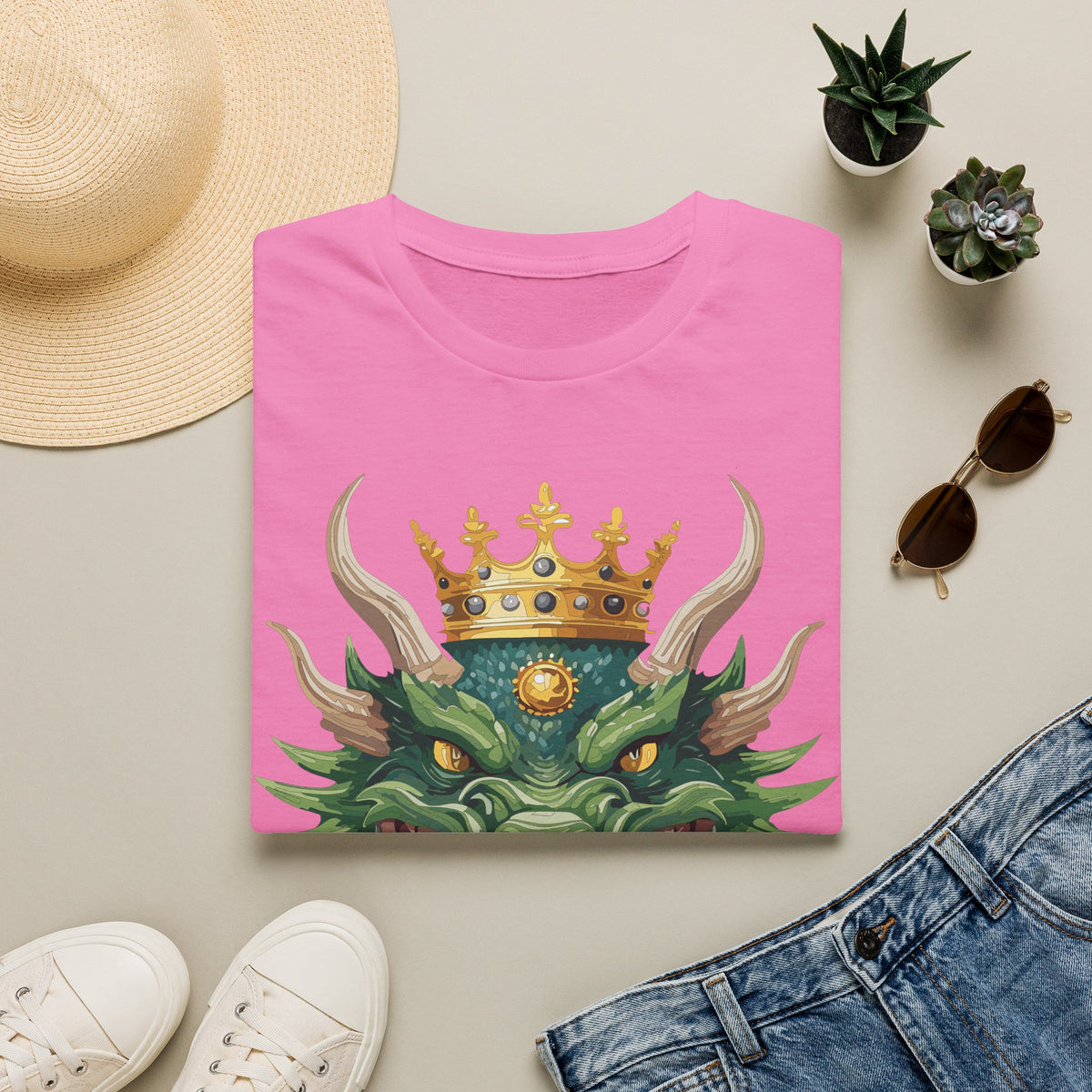 Green Dragon King crown T-Shirt | Mythical Fantasy Dragon head tee