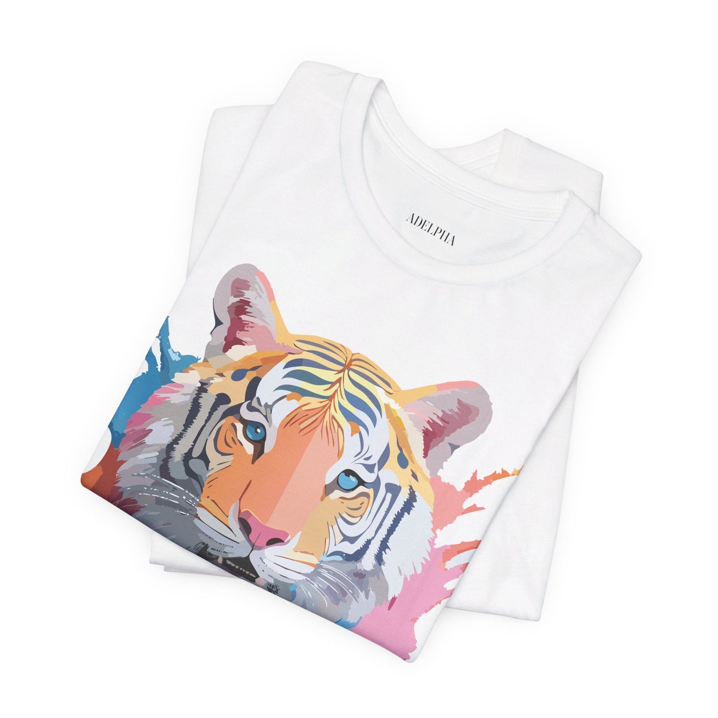 Tiger Graphic Tee Unisex Short Sleeve Shirt With Vintage Inspired Adelpha Artwork