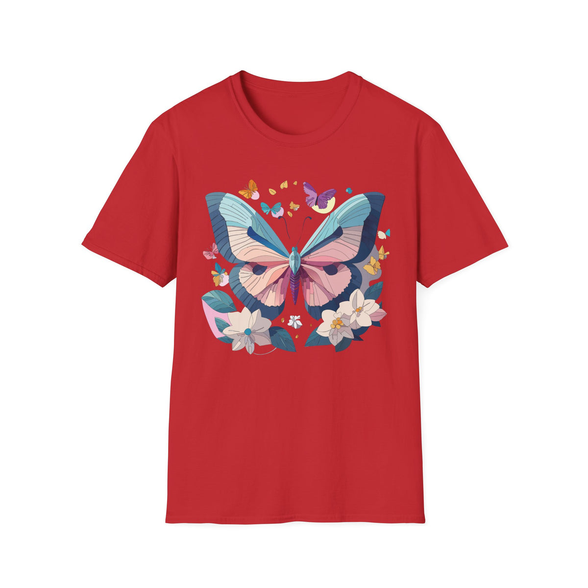 Pastel Butterfly Floral Moths Graphic Design Unisex 100 Cotton Gildan T-Shirt