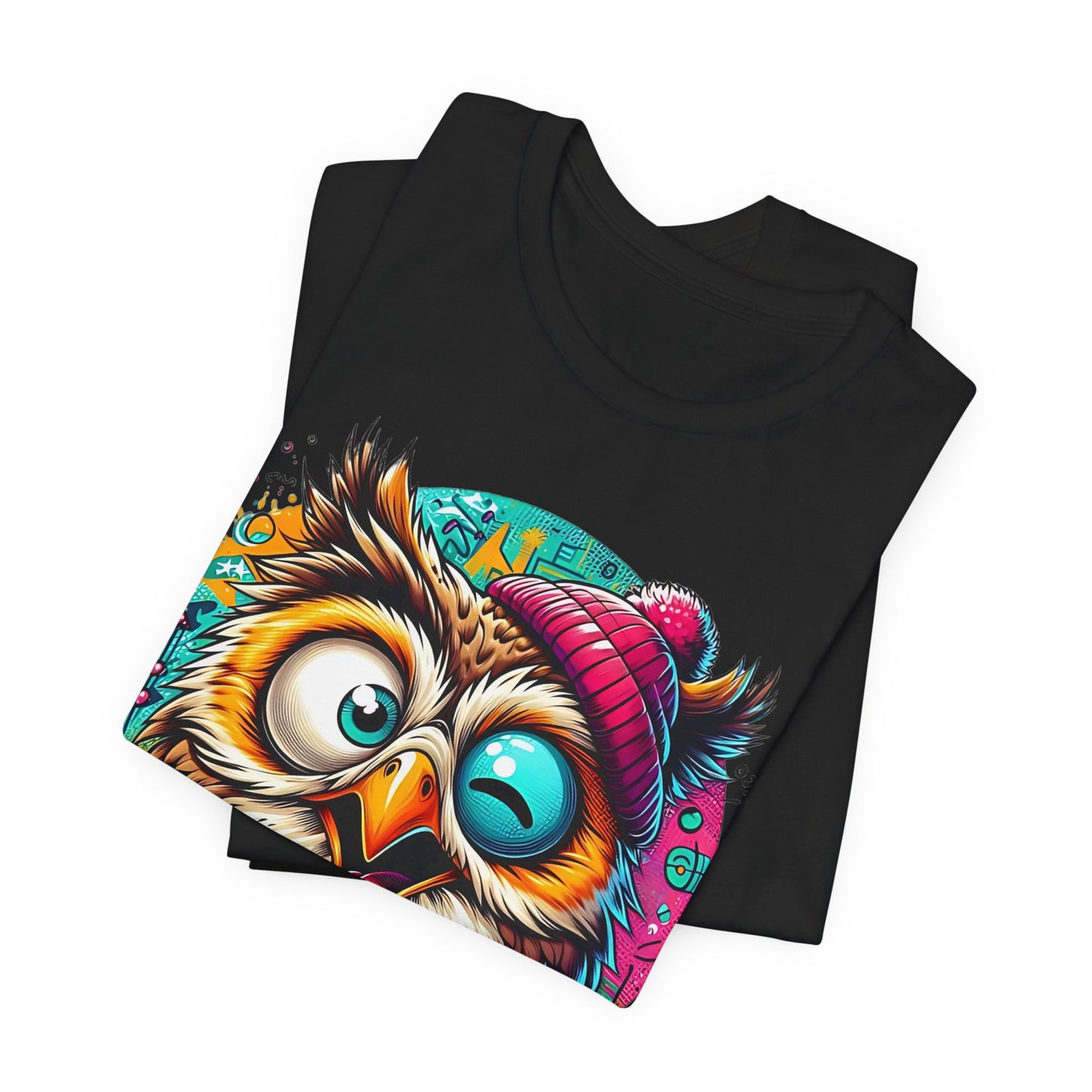 Colorful Owl Graphic Tee, Fun Owl Shirt, Funny Bird Shirt, Cute Cartoon Tees, Animal T-Shirt, Animal Tees, Art Design T-Shirt