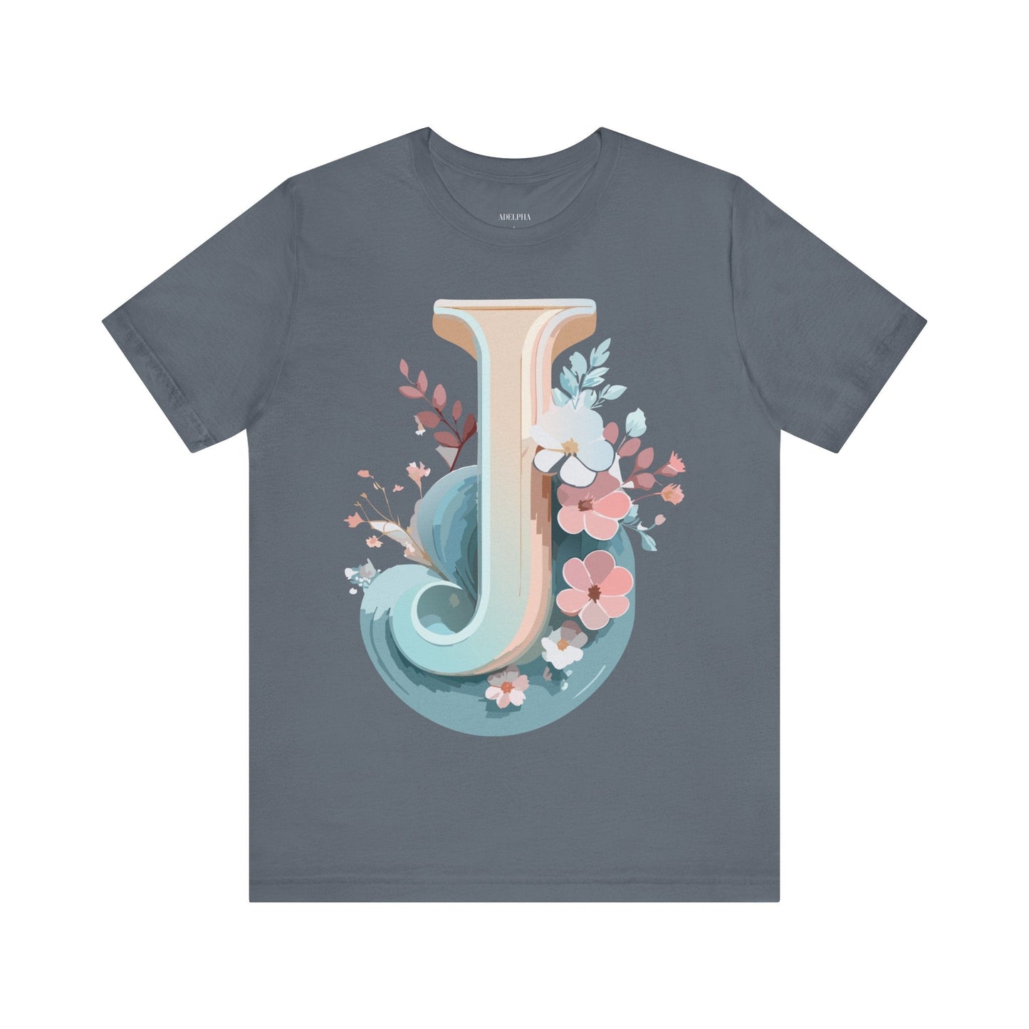 Letter J Shirt Graphic Unisex Tee With Original Vintage Inspired Artwork By Adelpha