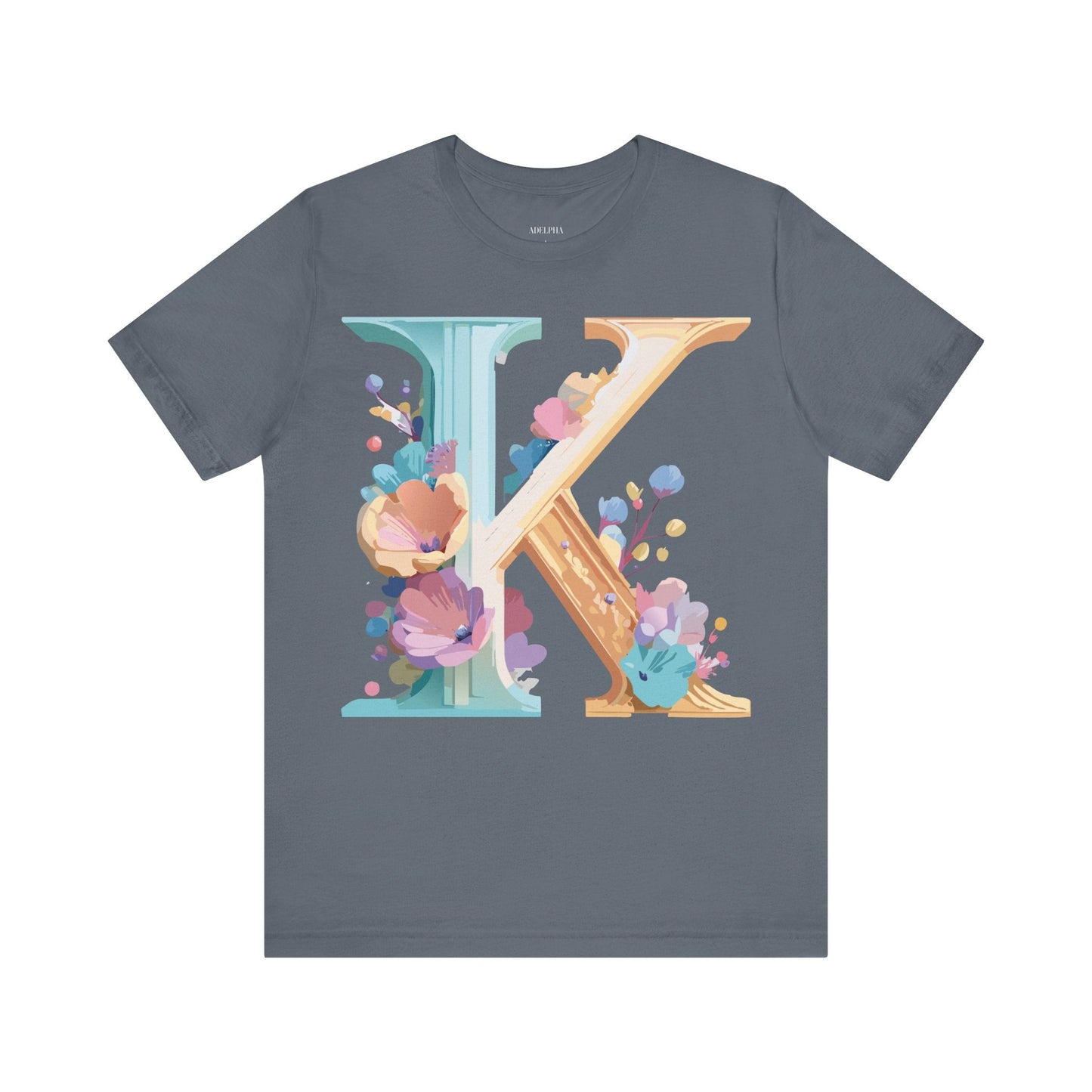 Letter K Shirt Graphic Tee Unisex Vintage Inspired Adelpha Art Design Tee Premium Soft Cotton