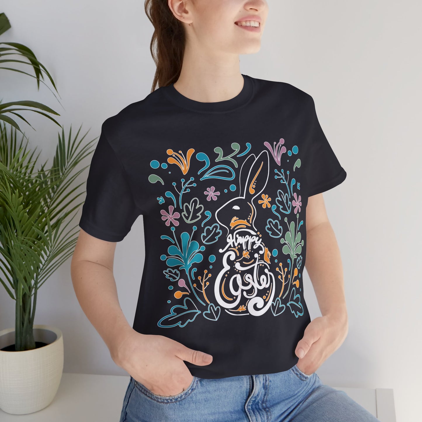 Unisex Cotton Tee Shirt with Easter Prints