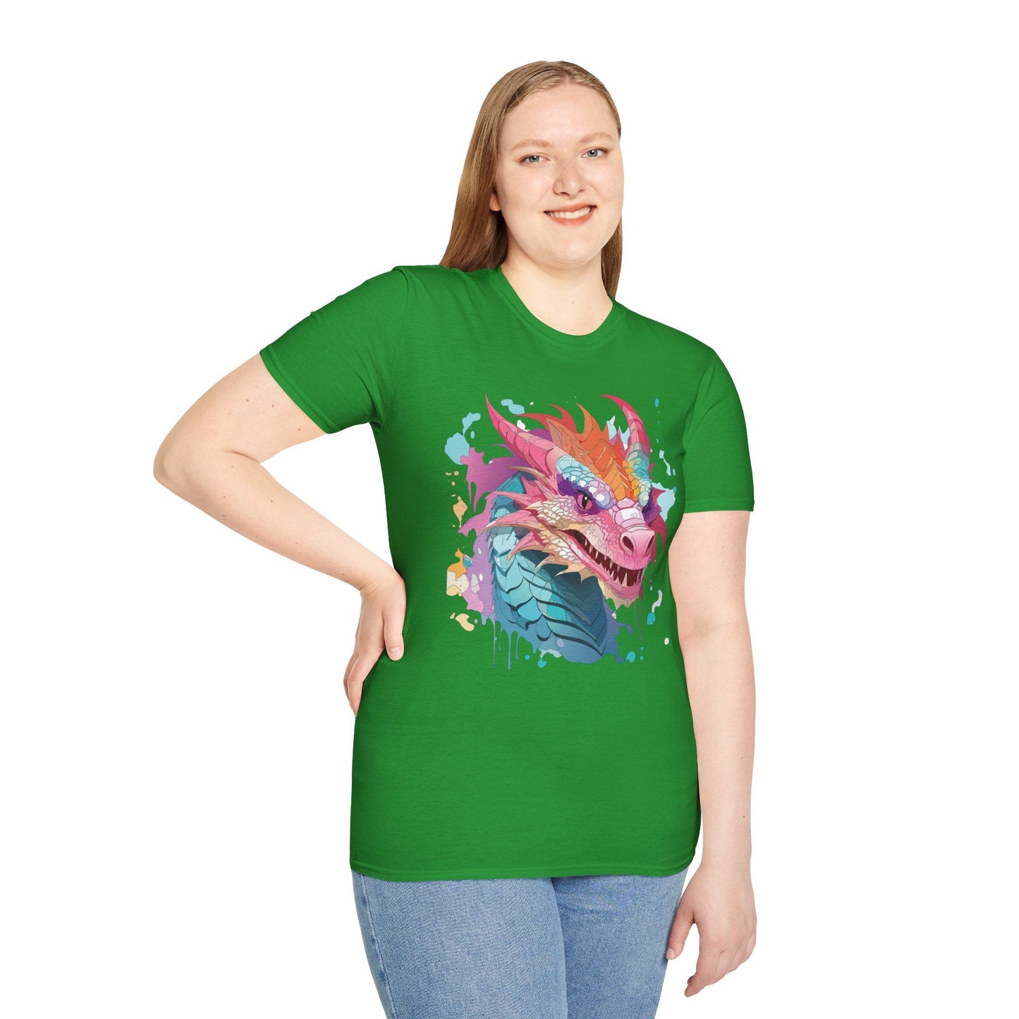 Dragon Graphic Tee Unisex Gildan Softstyle Cotton Shirt With Animal Art Design 64000