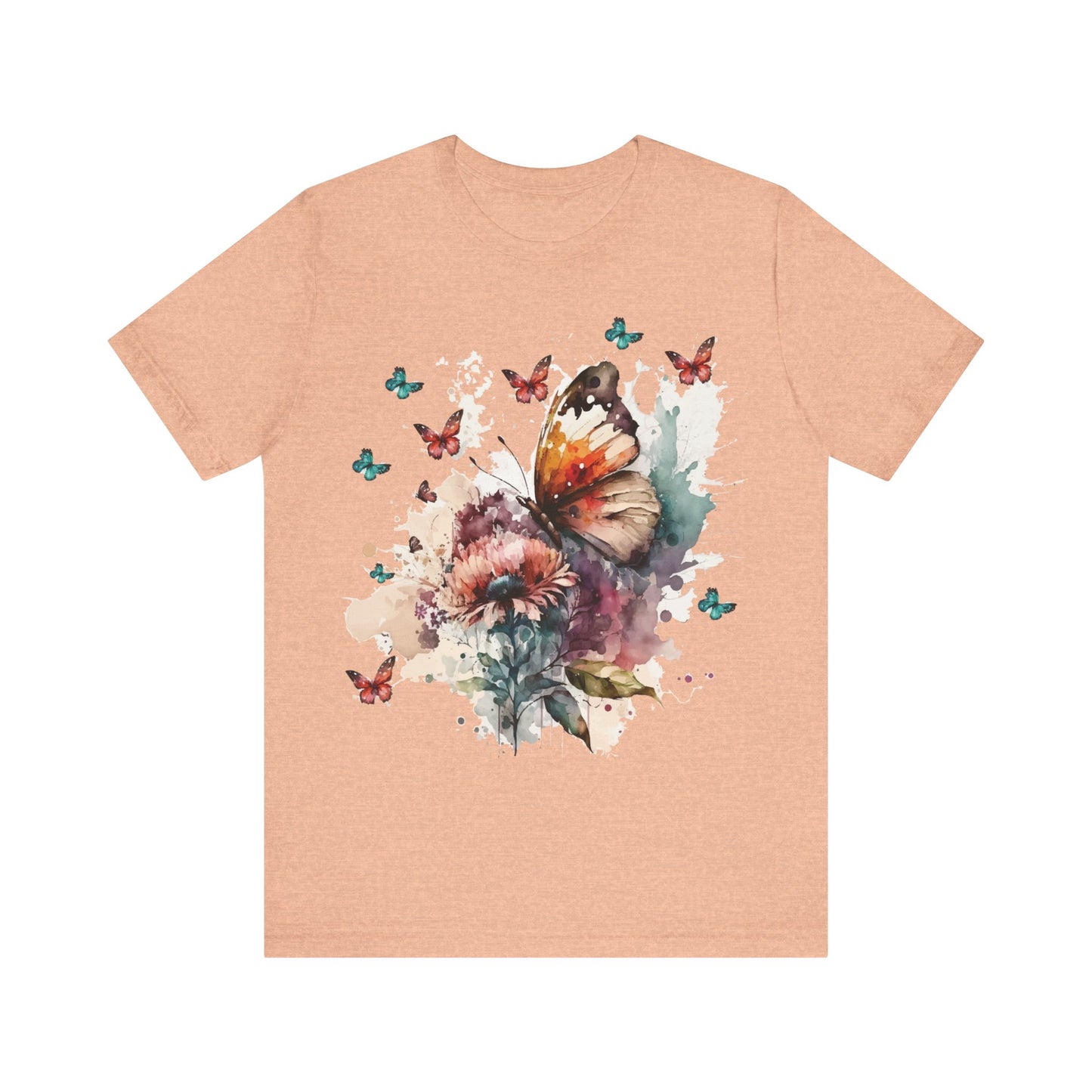 Cotton Tee Shirt with Butterfly Prints