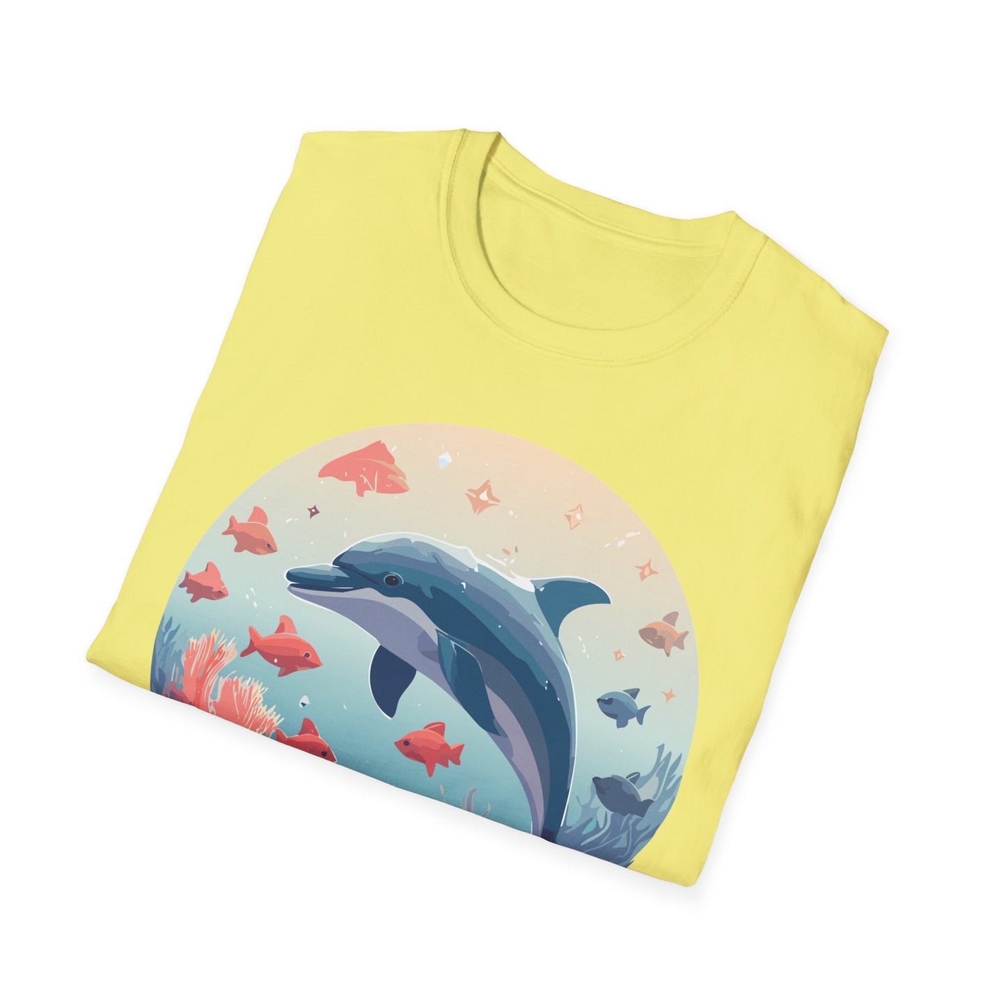 Dolphin Shirt Unisex Softstyle Tee 64000 Gildan 100 Percent Ring Spun Cotton For Everyday Comfort
