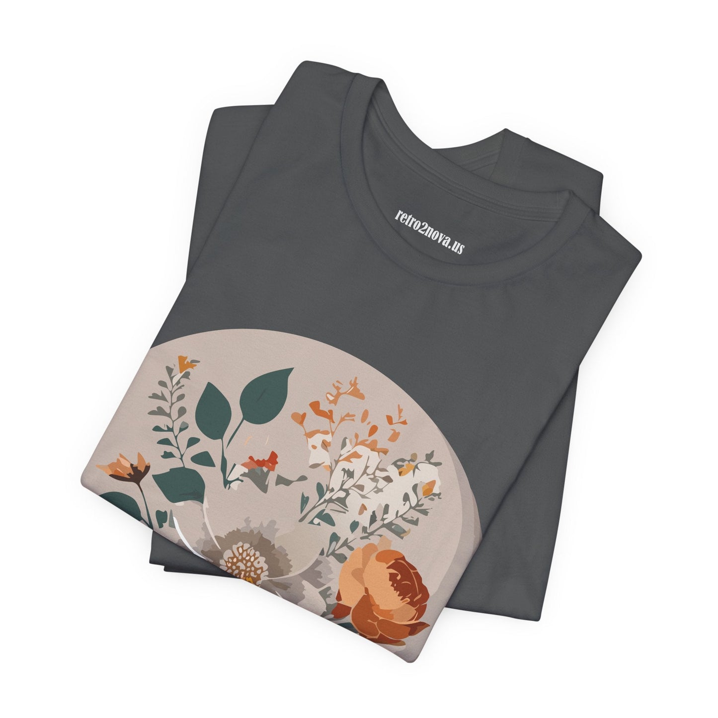 Retro2Nova Floral Shirt Unisex Short Sleeve Tee Lightweight Breathable Cotton Blend Jersey