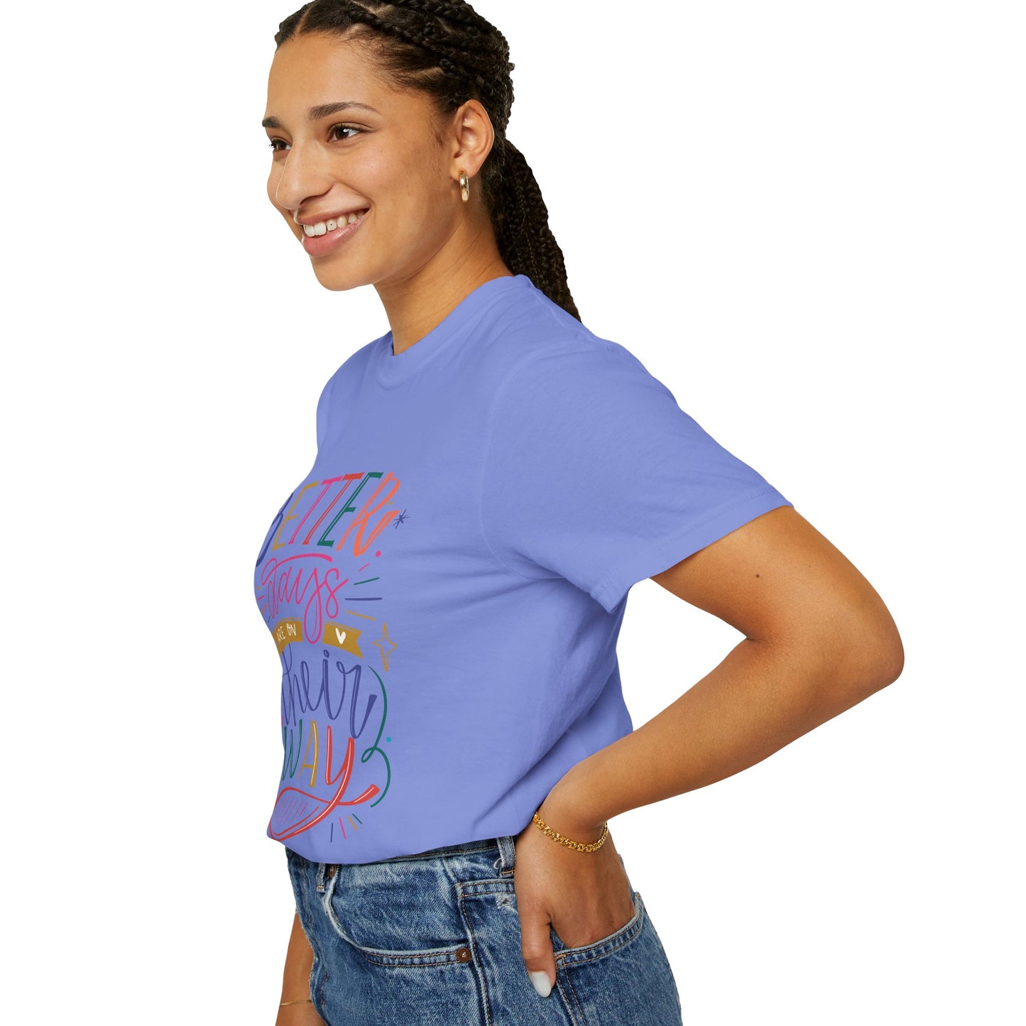 T-shirt unisexe avec design artistique et imprimé de citations positives