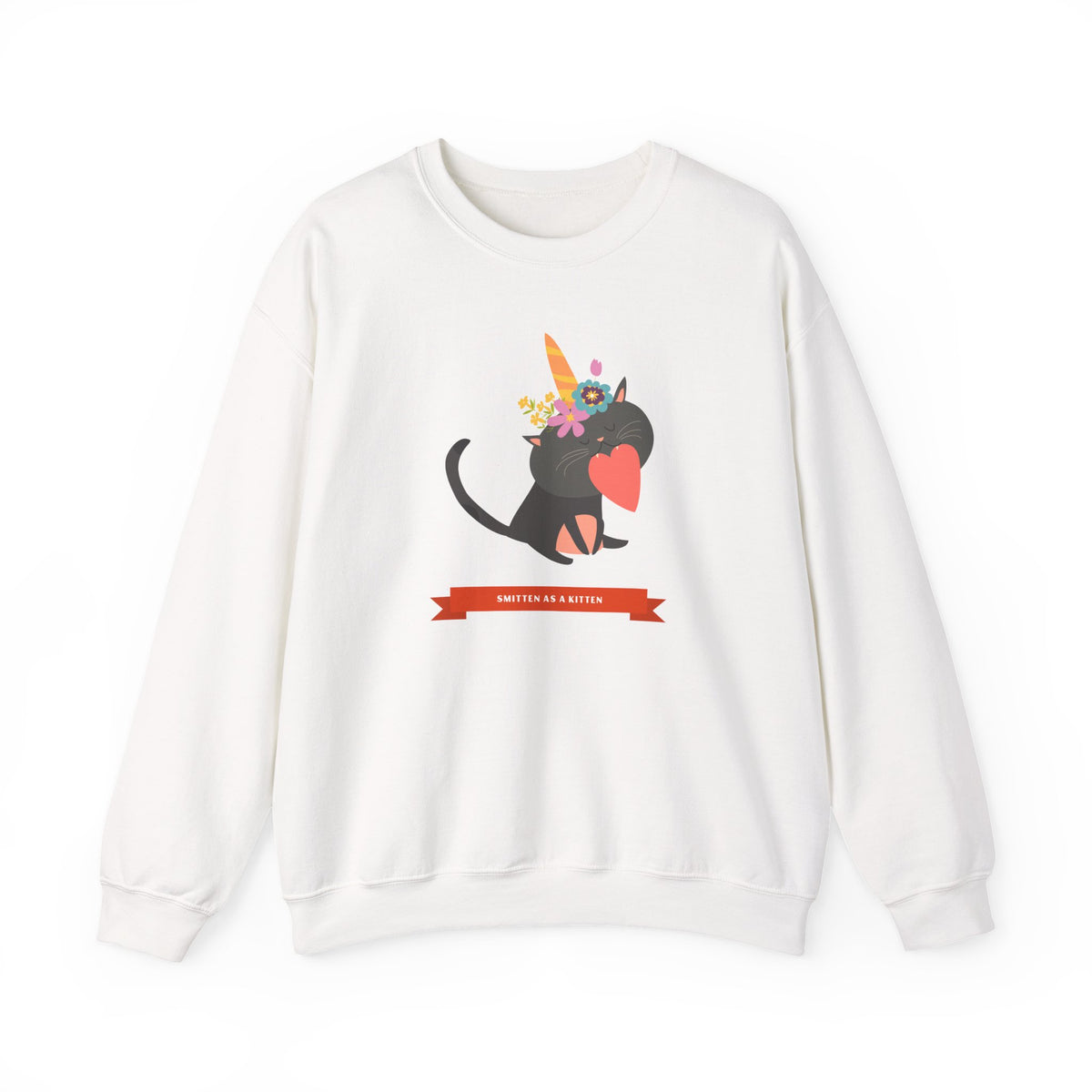 Cat Graphic Valentine's Day Sweatshirt Unisex 50/50 Cotton-Poly Animal Sweatshirt w06