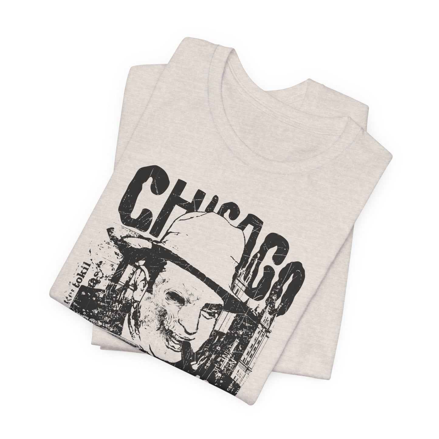 Chicago Retro Mobster Illustration Tee Vintage Car Cityscape Art Design T-Shirt A-8