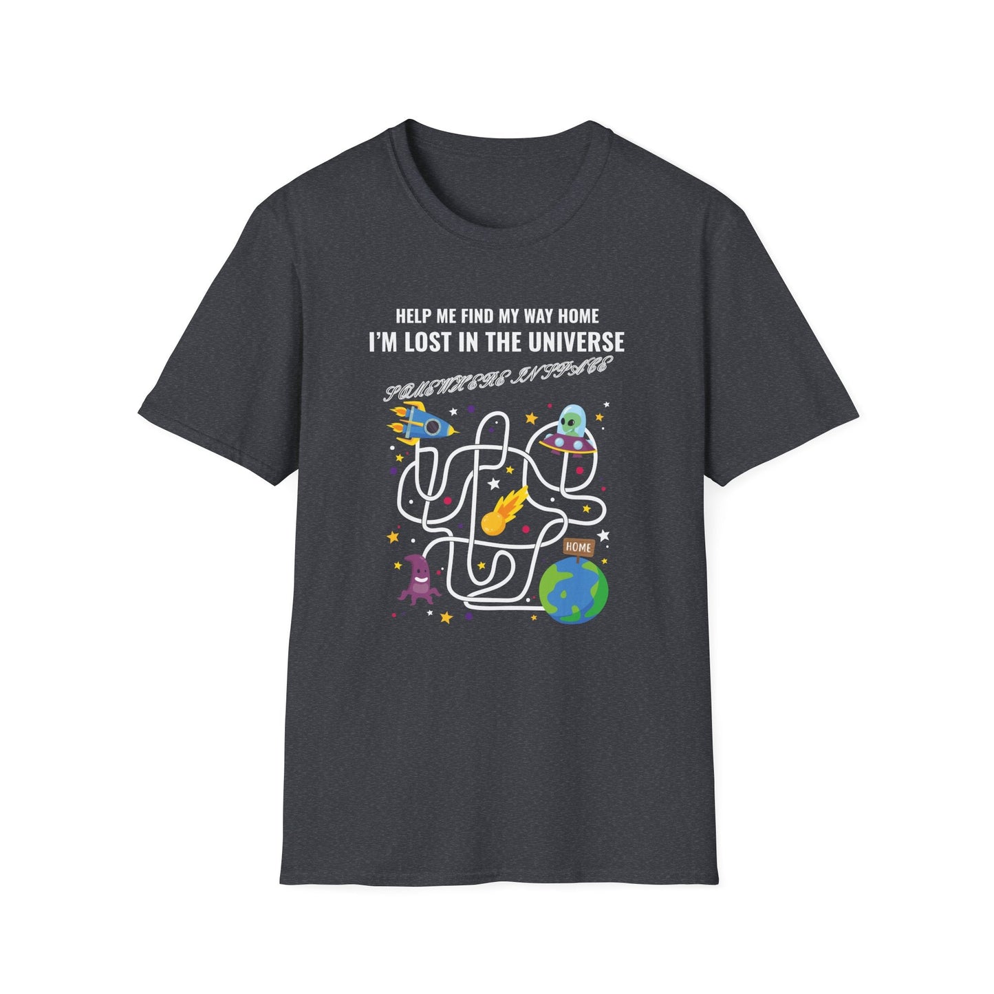 Lost in the Universe Maze TShirt Unisex Cotton Funny Space Puzzle Tee
