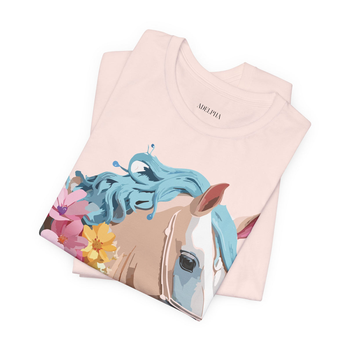 Horse Graphic Unisex Cotton Bella+Canvas Tee with Art Animal Design e306