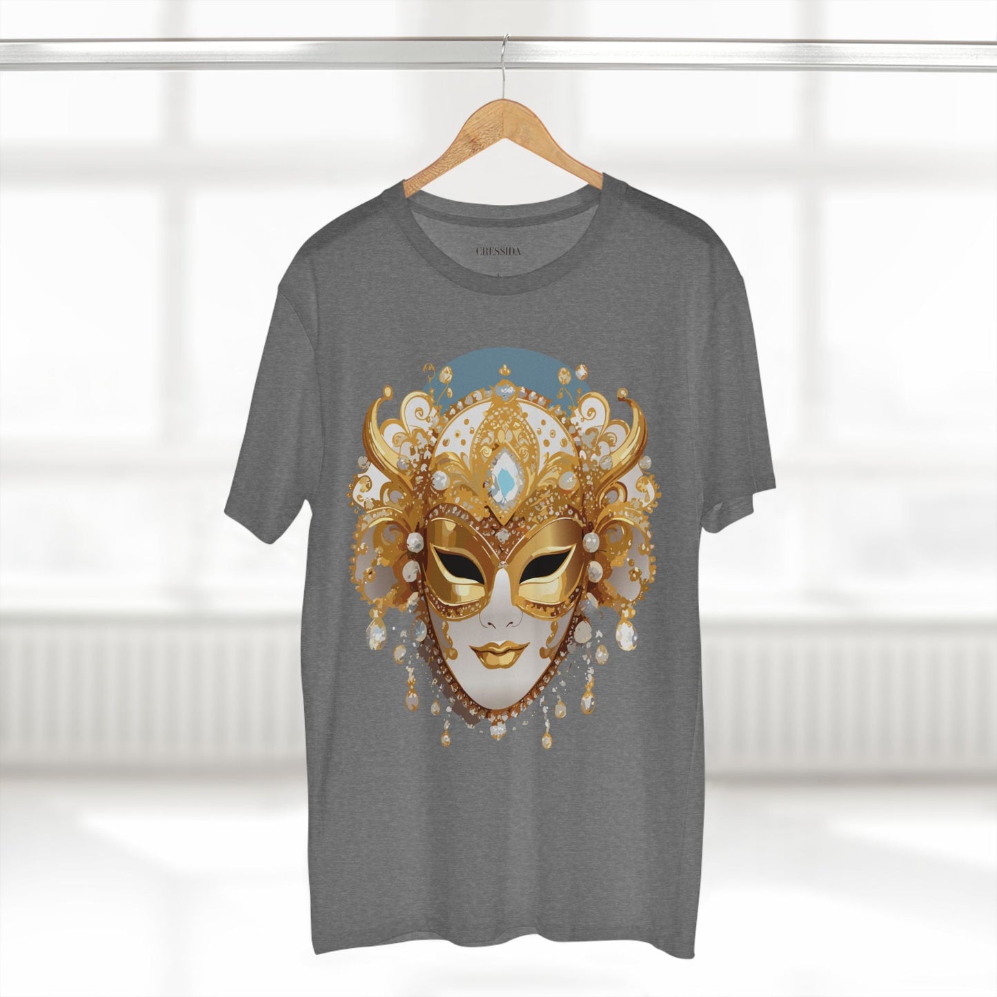 Carnival Mask Graphic T-Shirt Unisex 100 Cotton With Antique Gold Art Design Tee 17