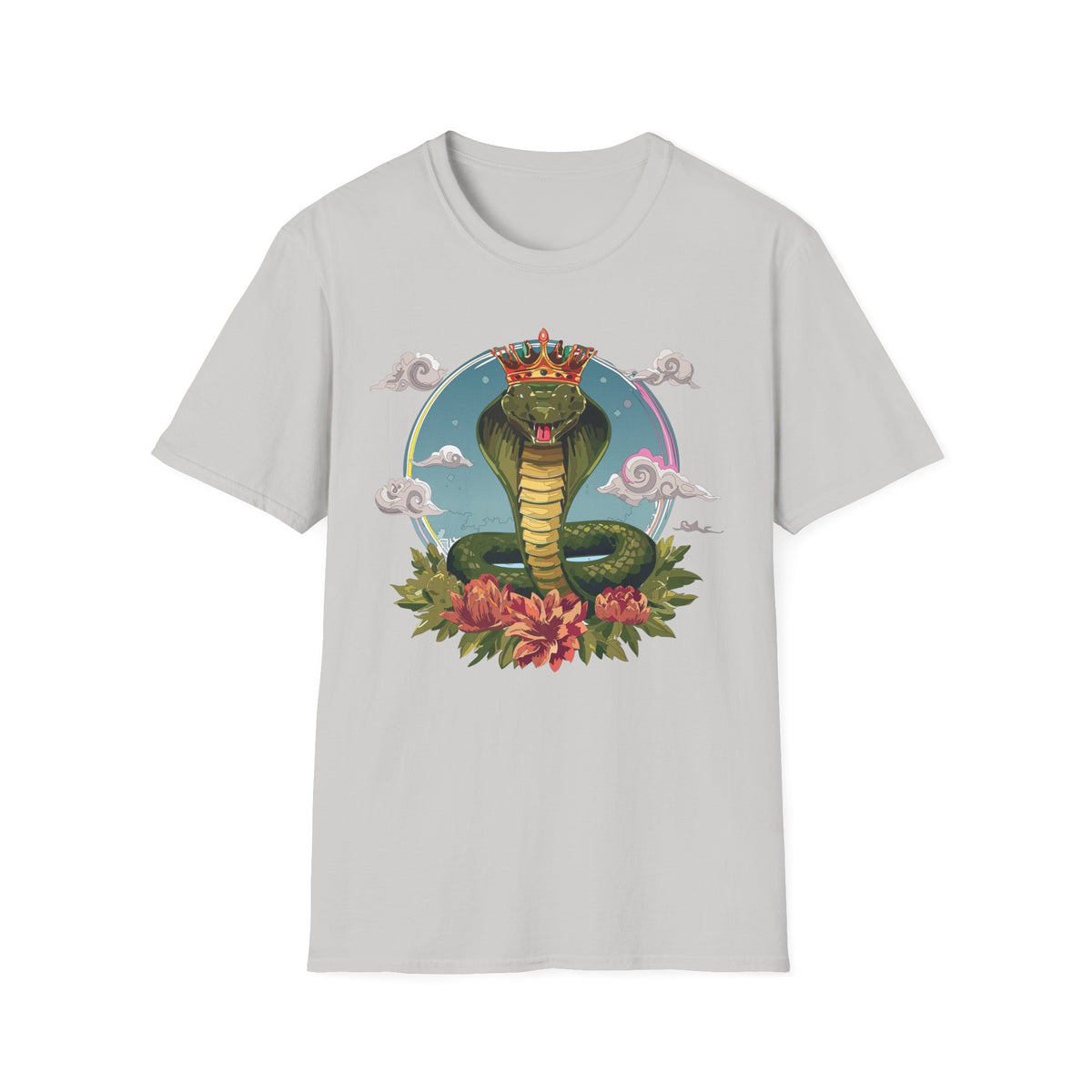 Crowned King Cobra T-Shirt | Snake Illustration, Regal Reptile Art