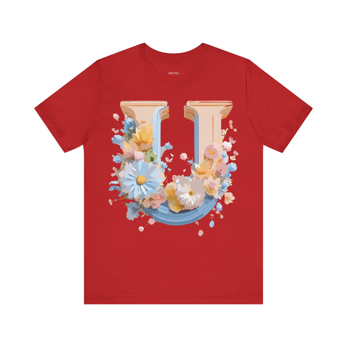 Letter U Graphic Unisex Cotton Bella+Canvas Tee with Art Letter Design
