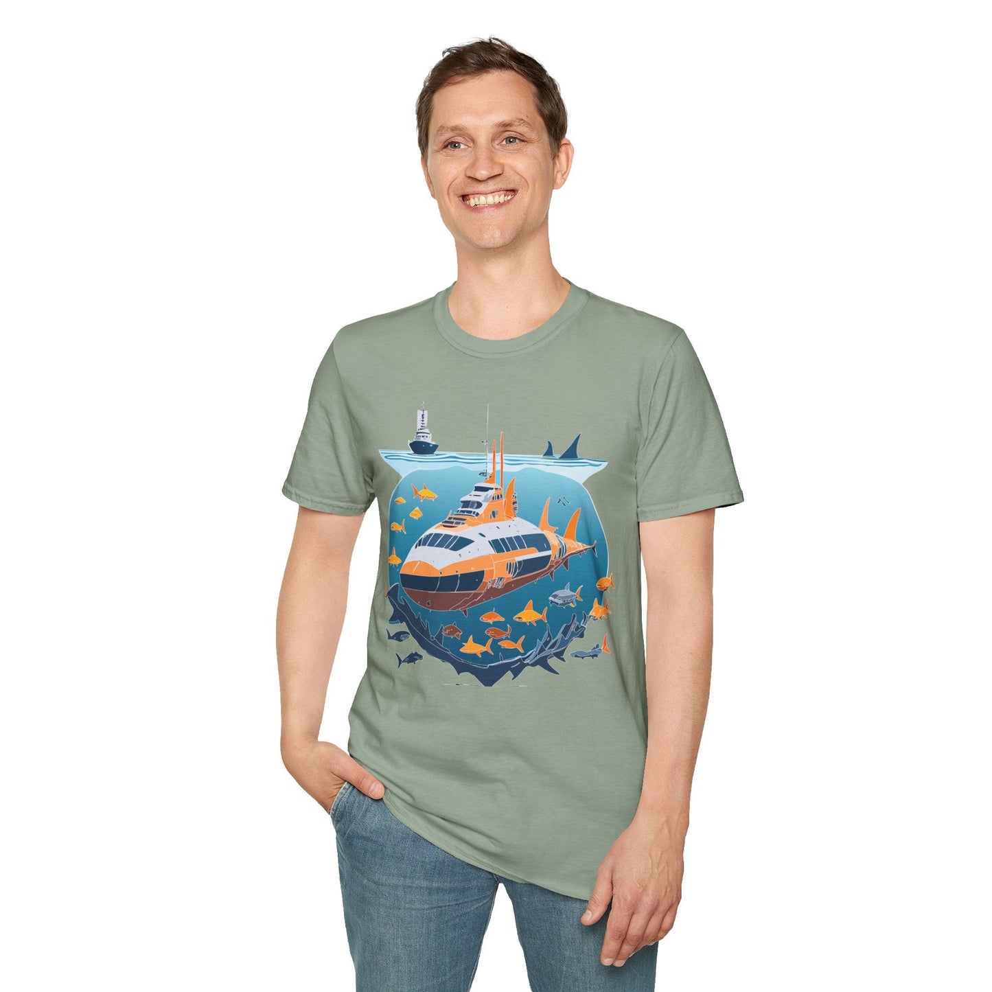 Ocean Tee Shirt Unisex Short Sleeve Gildan Softstyle 64000 Premium Comfort Ocean Artwork