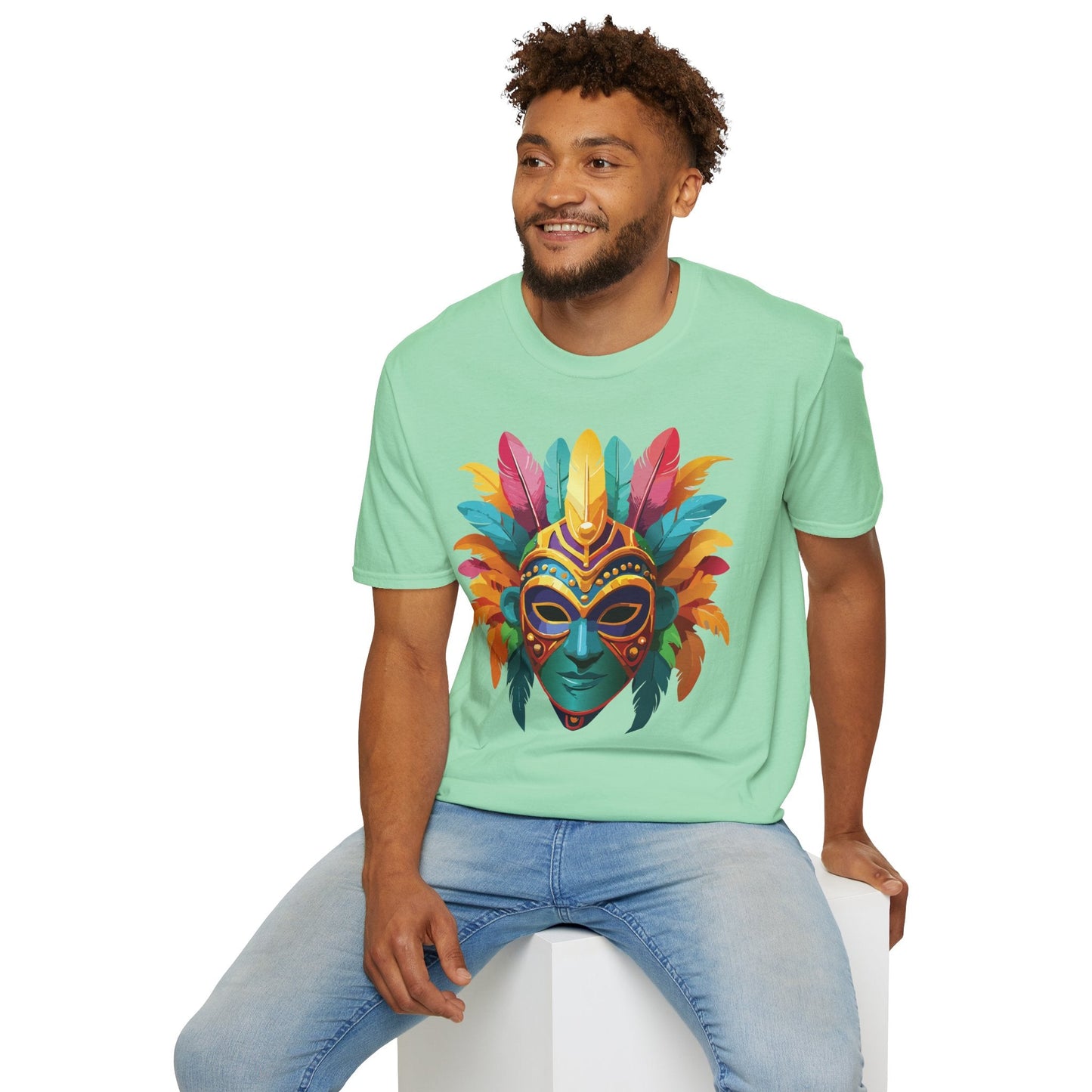 Mask Tee Shirt Unisex Masquerade Design Gildan Softstyle 64000 100 Percent Ring Spun Cotton Tee