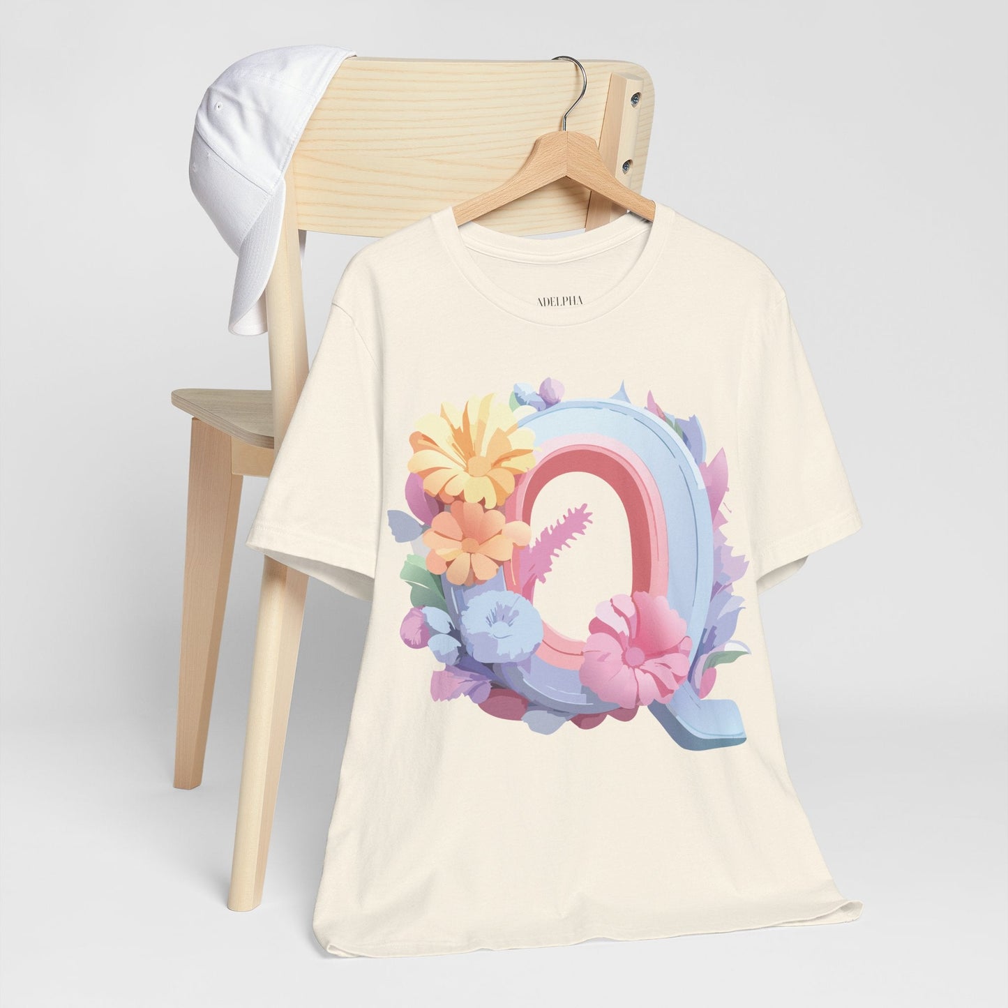 Unisex Letter Q Graphic Tee By Adelpha Vintage Inspired Art Design Short Sleeve Shirt