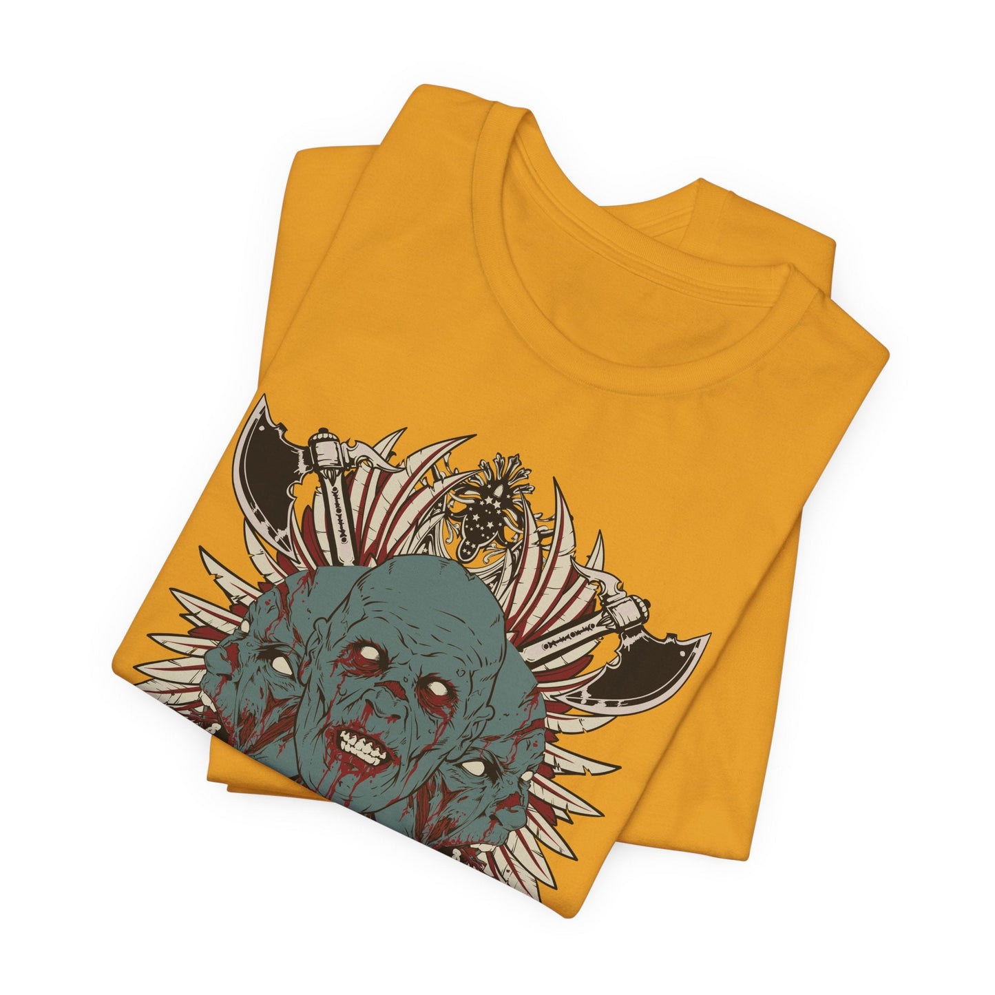 Zombie Skull Mandala T-Shirt Horror Graphic Tee, Gothic Skull Art-54-2