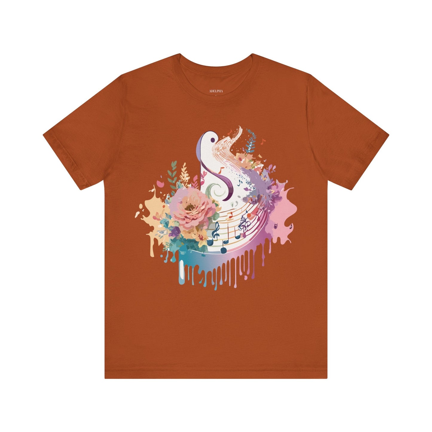 Adelpha Graphic Tee Unisex Short Sleeve Vintage Inspired Artwork Music Theme T Shirt