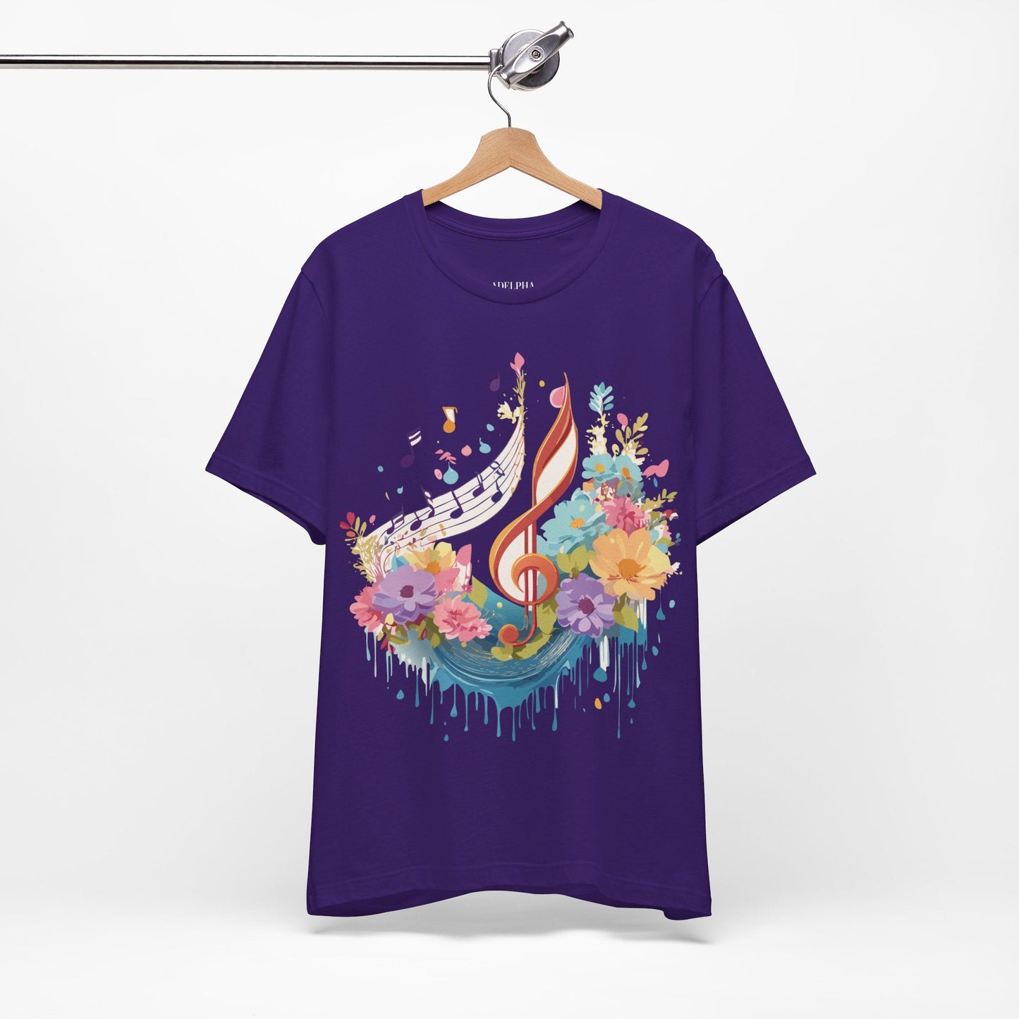Music Graphic Unisex 100 Cotton Vintage Art with Musical Elements Tee 106