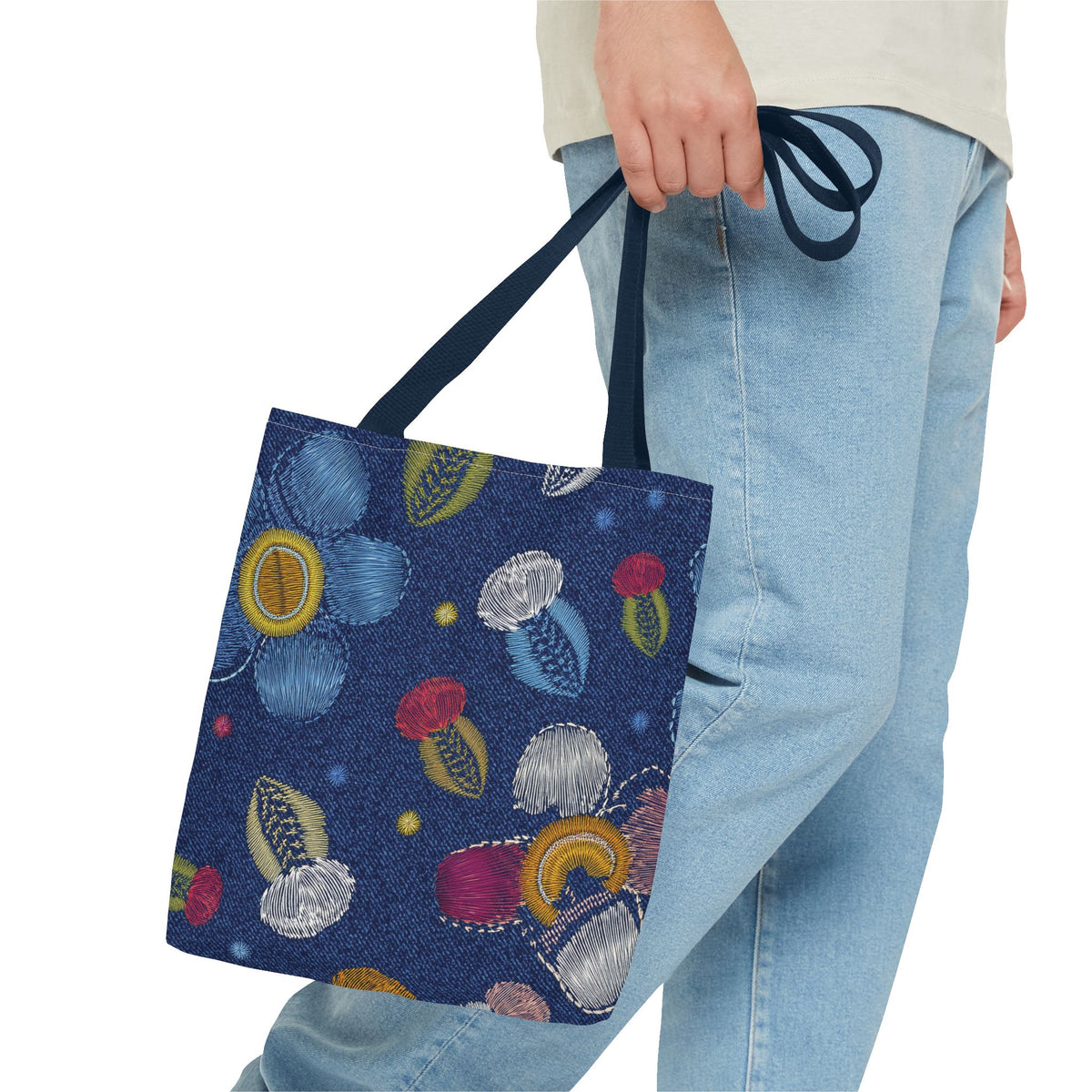 Denim Fabric Imitation Print Unisex Canvas Bag Poly Spun 3 Sizes Tote Bag 159