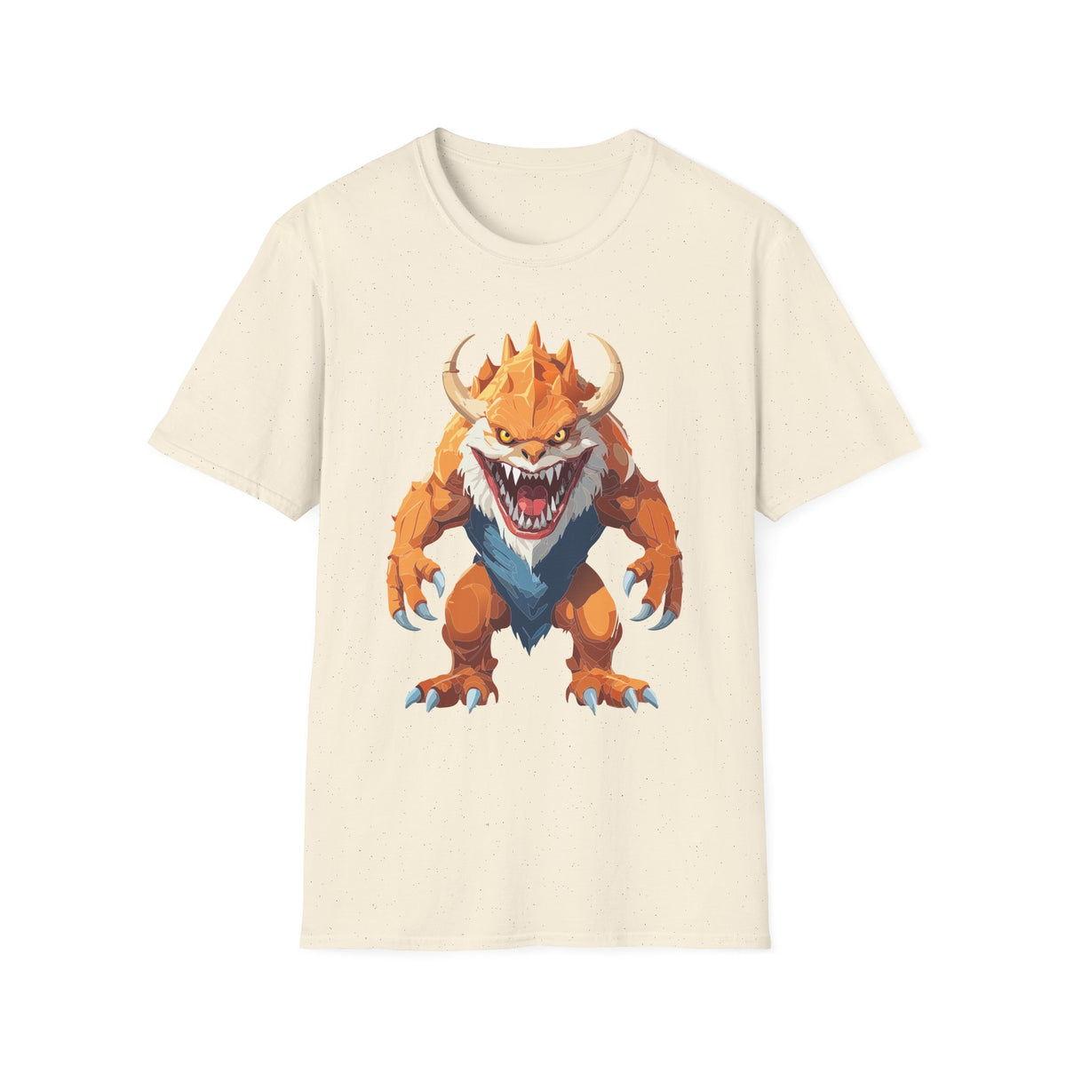 Monster Graphic T-Shirt — Fierce Orange Demon Creature Cartoon Graphic Tee Unisex 100 Cotton Gildan T-Shirt