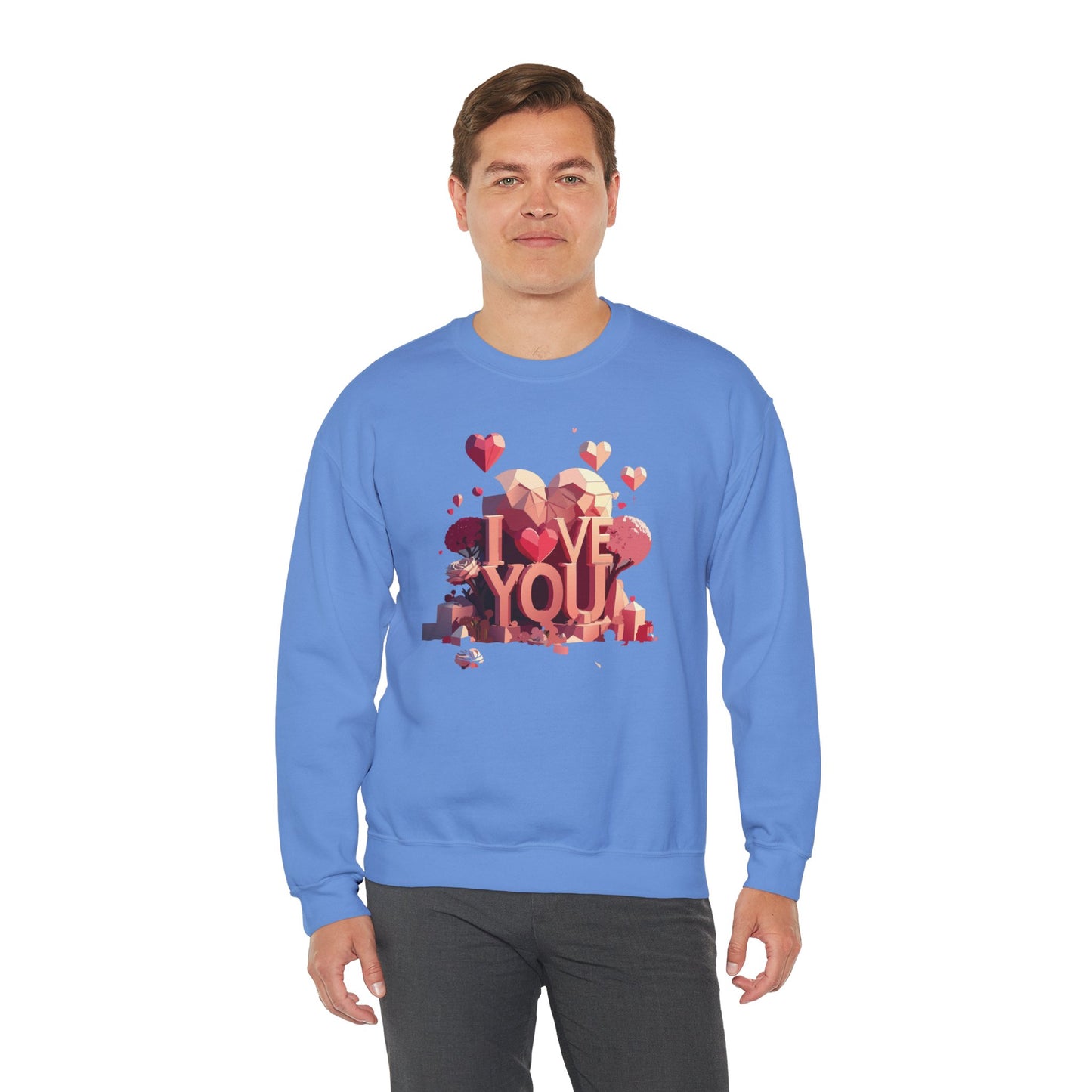 Unisex Big Heart Love Sweatshirt, Love Heart Sweatshirt, Floral Love Sweatshirt, 50/50 Cotton-Poly Valentine's Day Sweatshirt 10