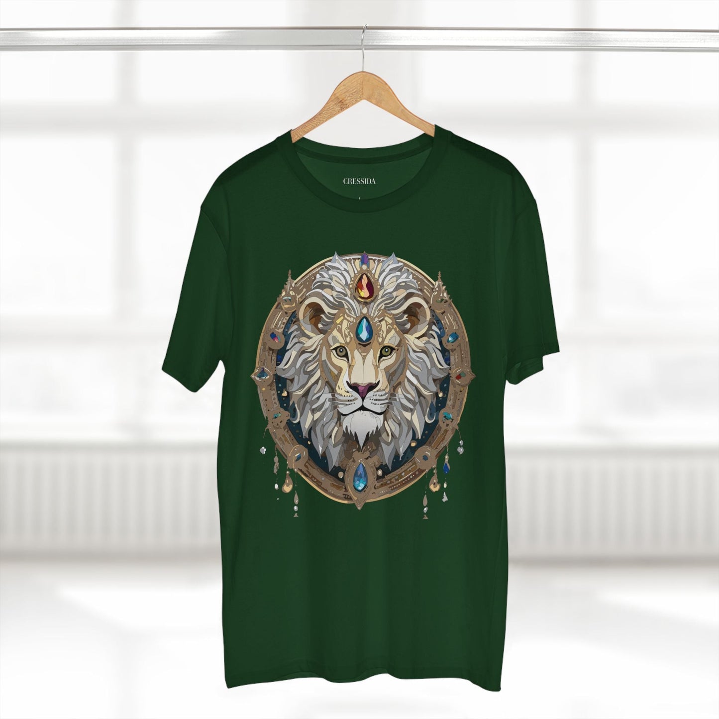 Lion Graphic Unisex 100 Cotton Tee With Unique Animal Golden Medallion Art Design 59