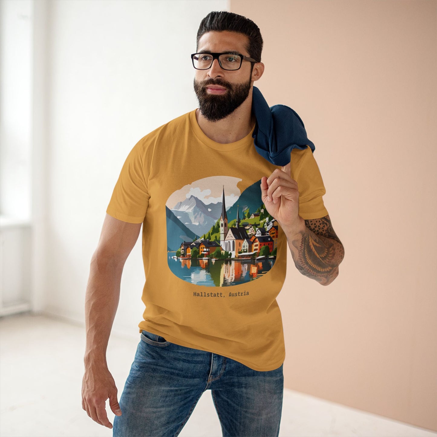 Austria Travel Shirt Unisex Premium Cotton Tee Featuring Original Art Design Retro2Nova
