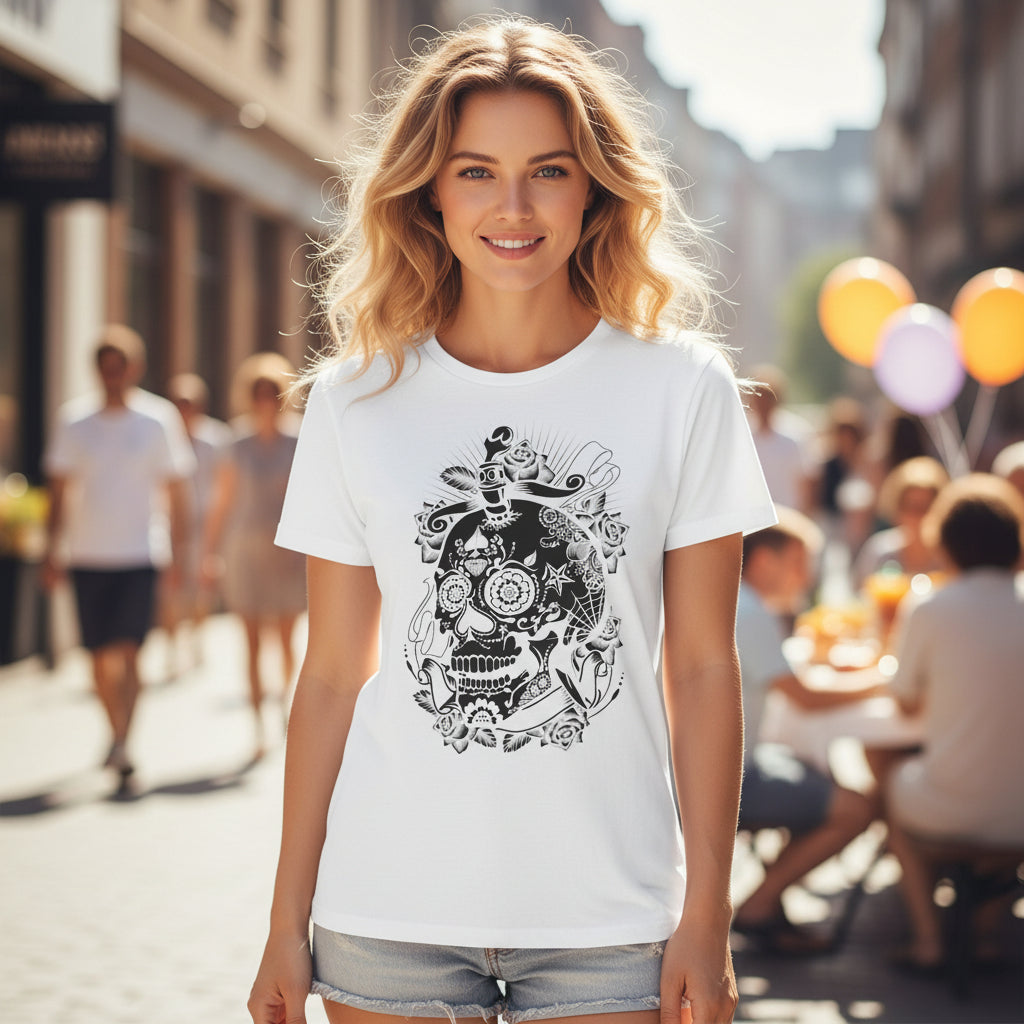 Camiseta unisex de algodón con calavera