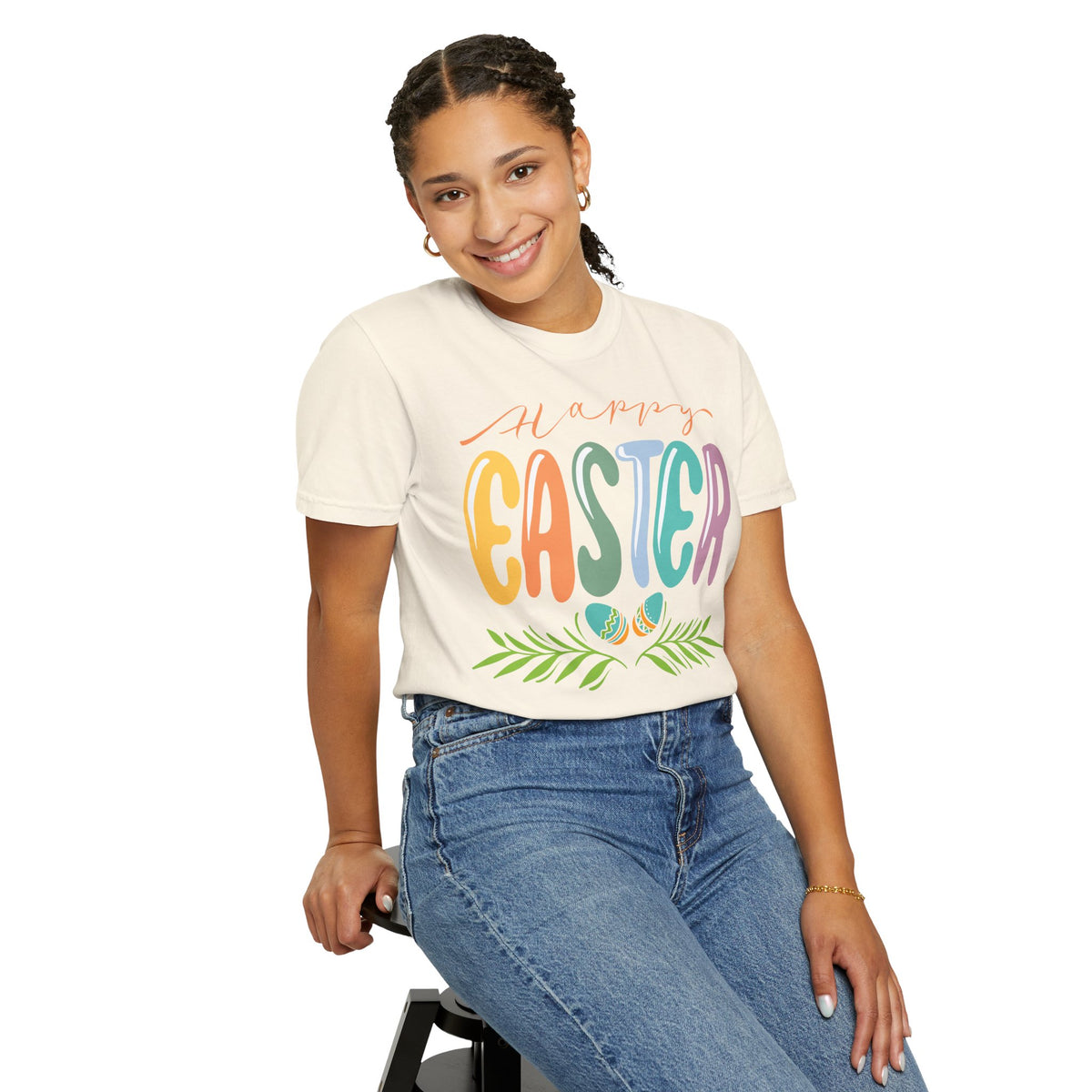 Happy Easter T-Shirt, Tee Shirt with Easter Signature, T Shirt with Easter Prints, Tee Shirt with Easter Design