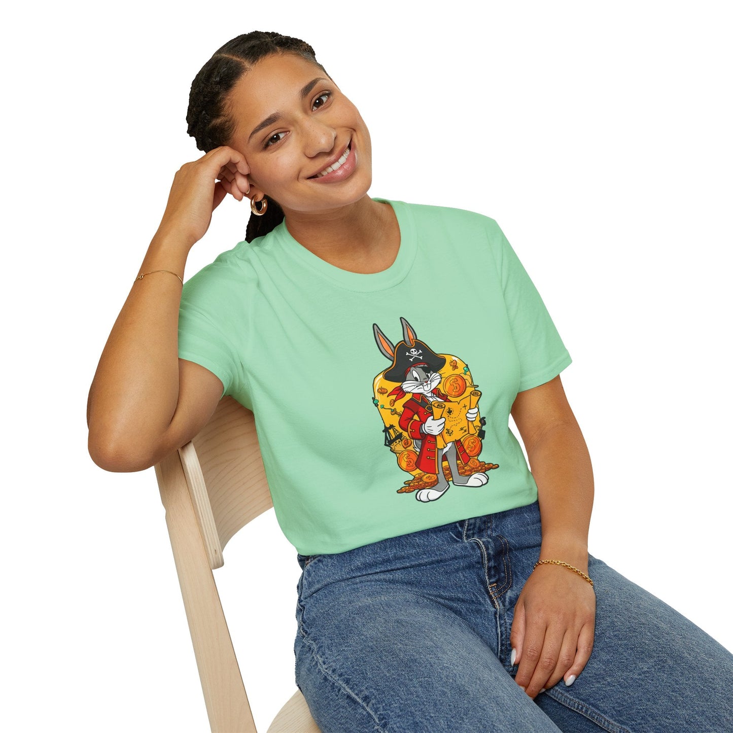 Cartoon Bunny Graphic Unisex Cotton Animal Animation Artwork Design Tee 29