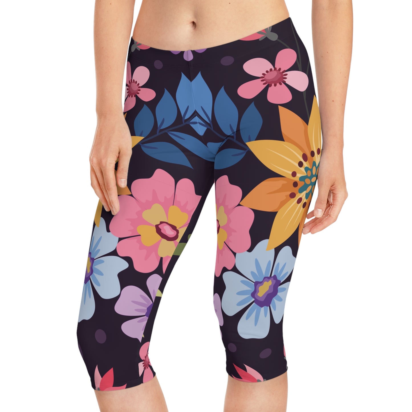 Leggings capri con estampado floral