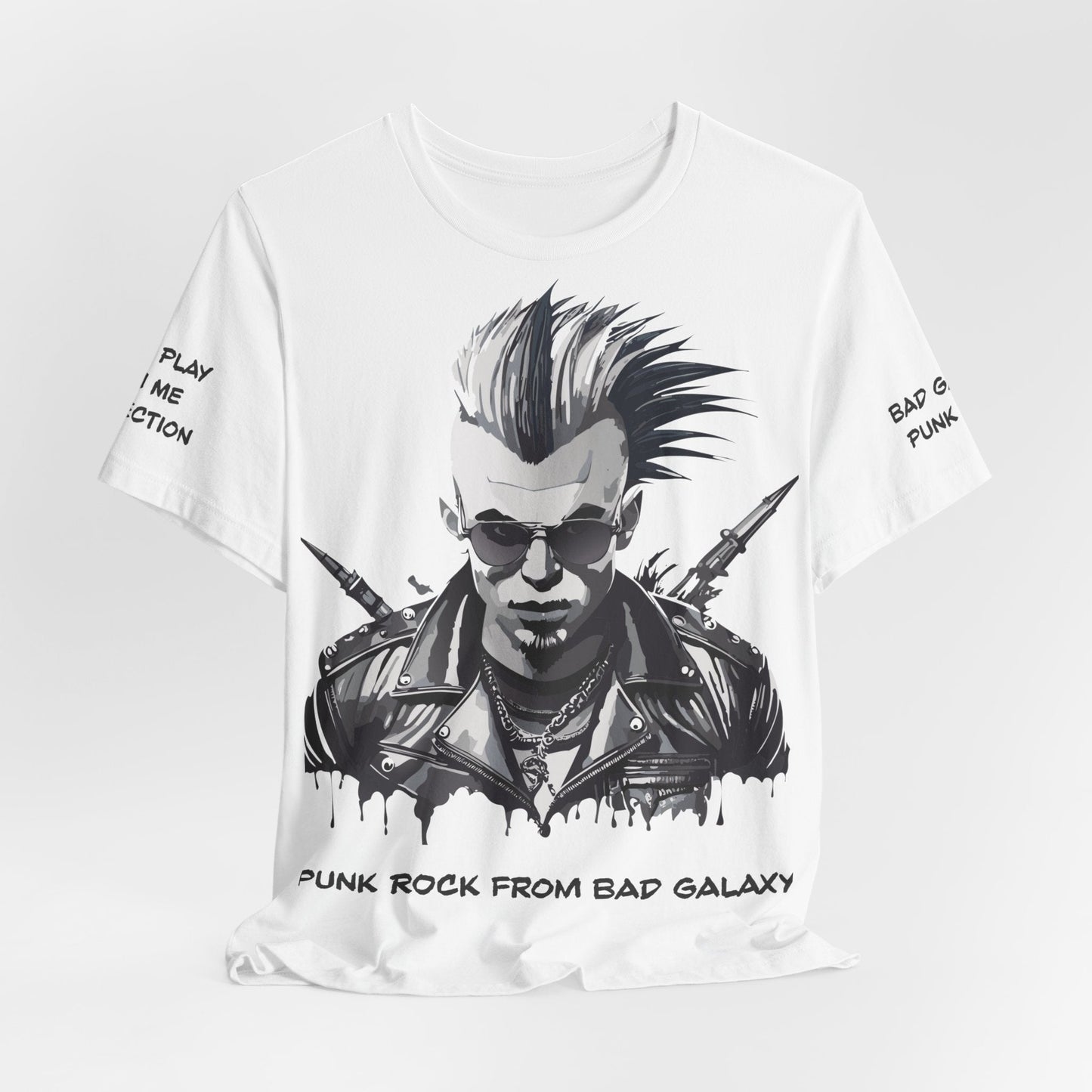 Punk Rock Tee Shirt From Bad Galaxy Made To Order 100 Percent Cotton Eco Friendly Inks USA