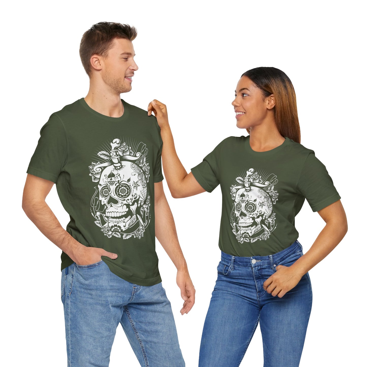 Unisex Cotton Tee Shirt with Skull