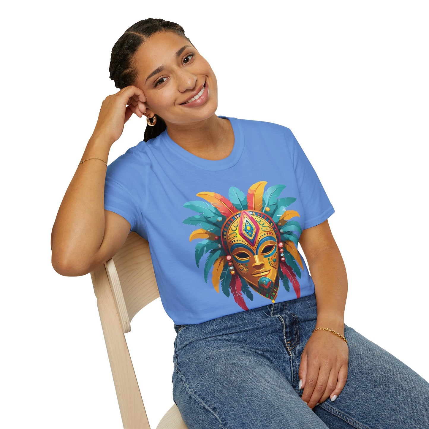 Mask Graphic Unisex Cotton Masquerade Design Artwork Tee 25