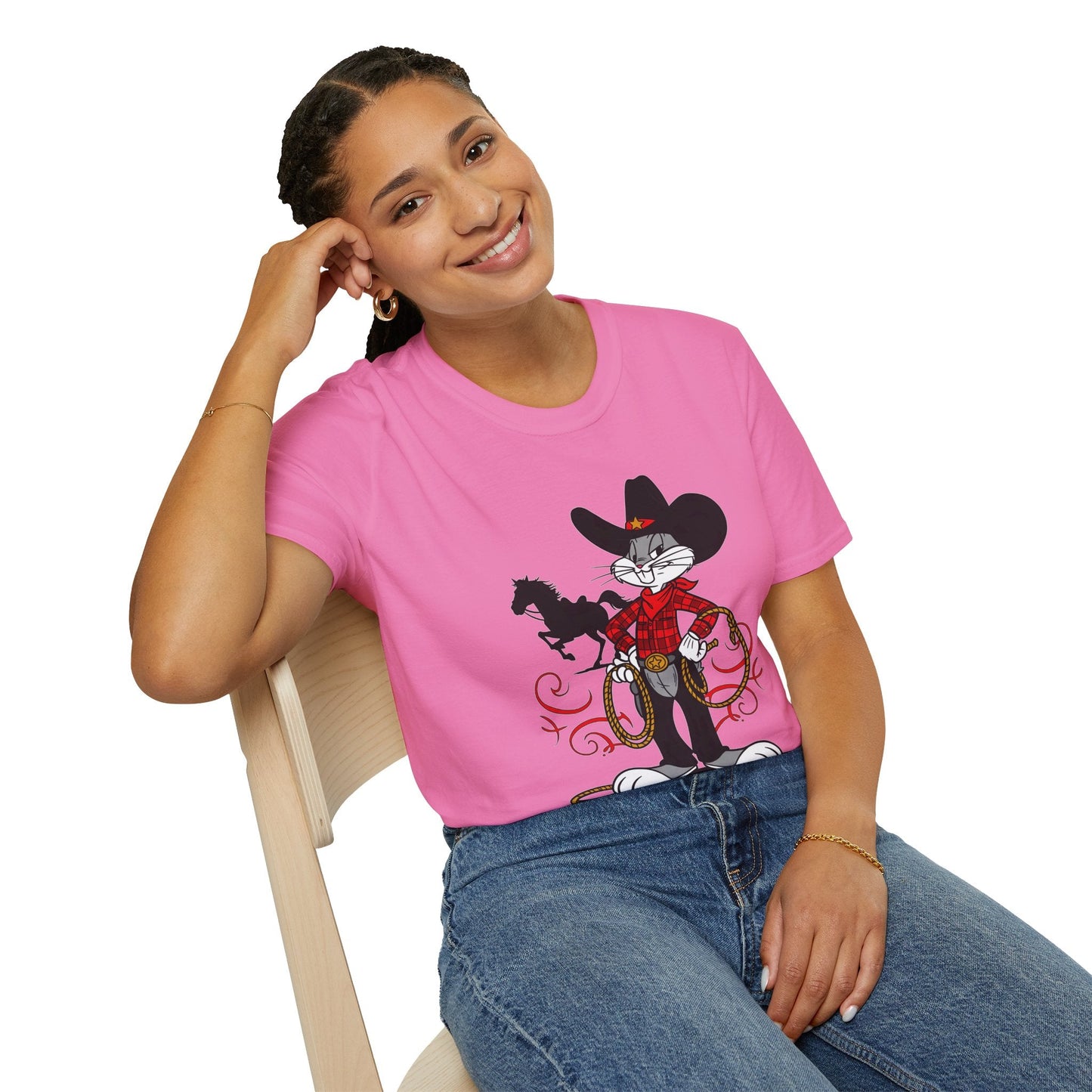 Bugs Bunny T Shirt Unisex Cartoon Tee Softstyle 64000 100 Percent Ring Spun Cotton